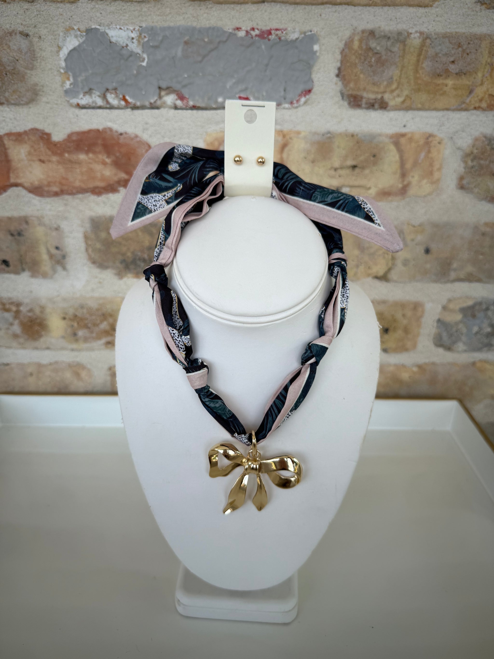 Scarf Necklace w/ Fancy Bow