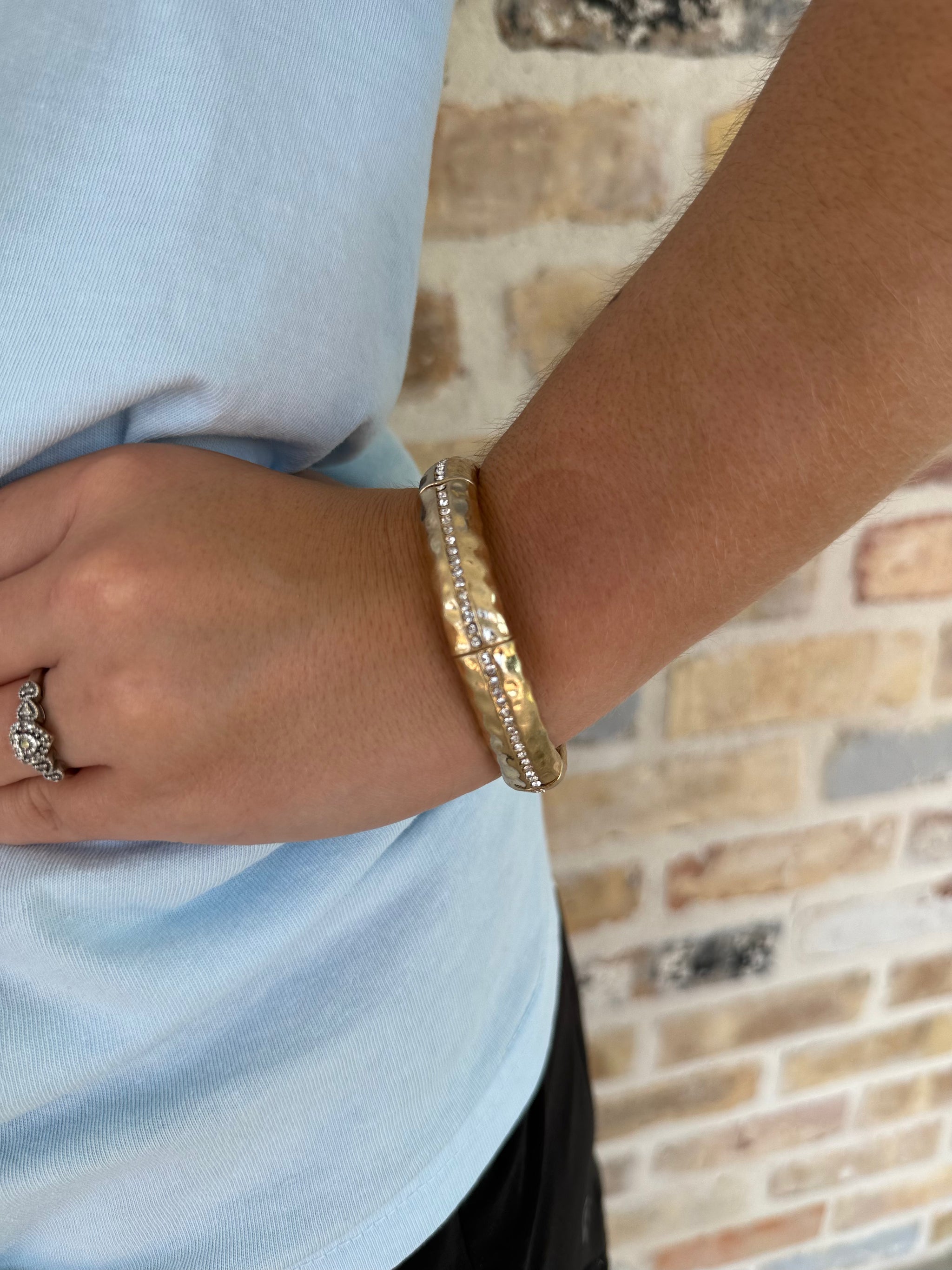 Gold Bracelet w/ Rhinestones