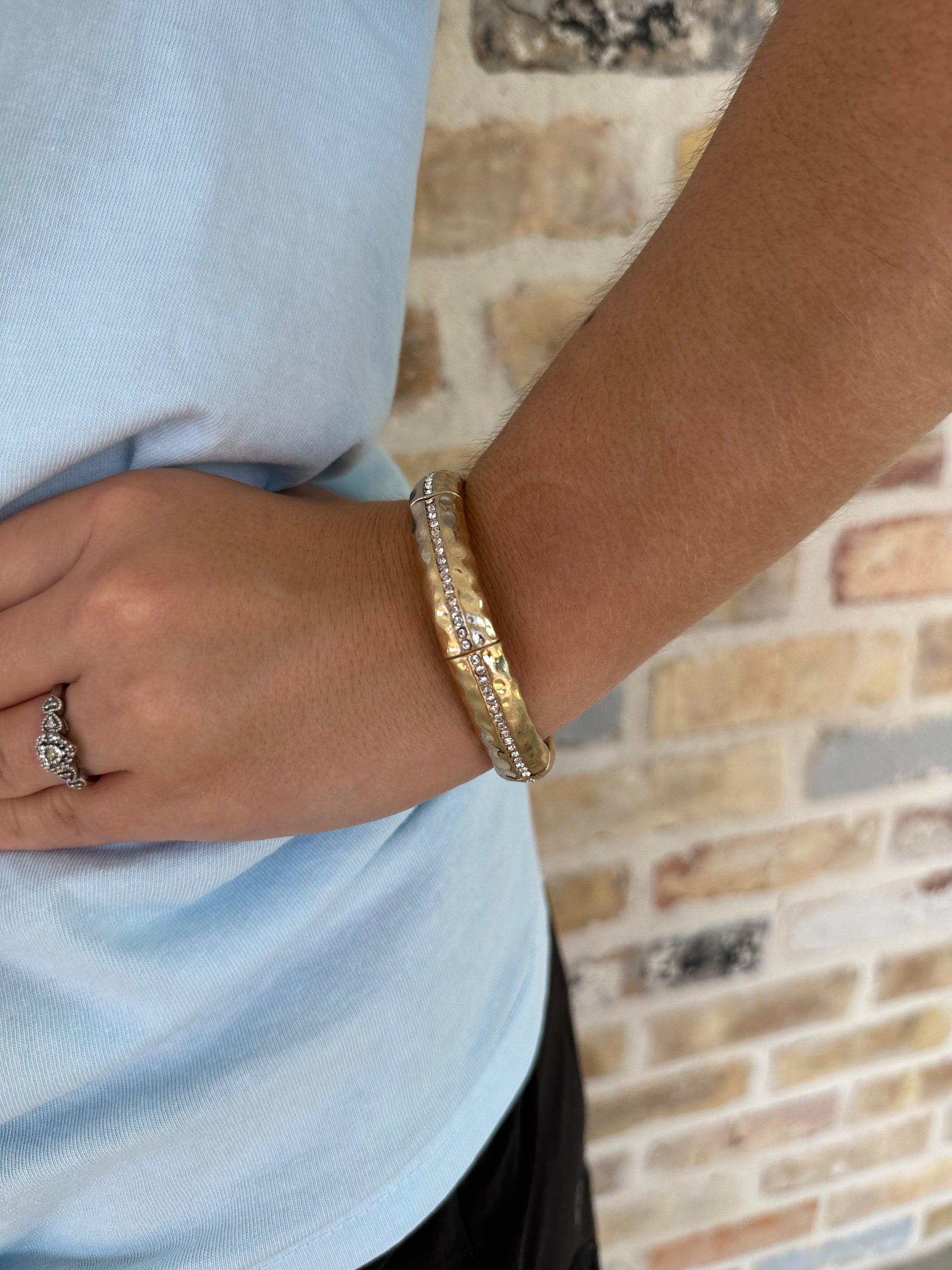 Gold Bracelet w/ Rhinestones