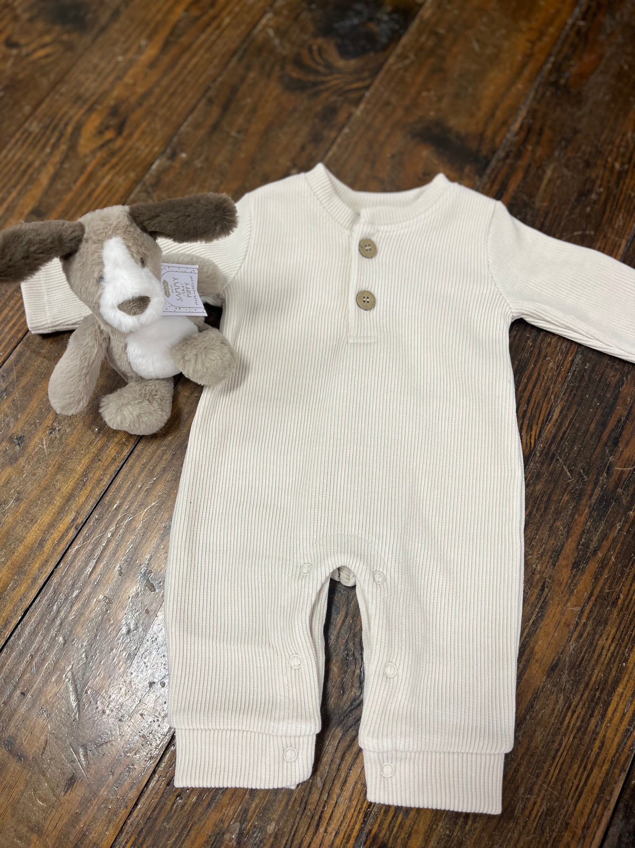 Boys Cream Romper w/Buttons
