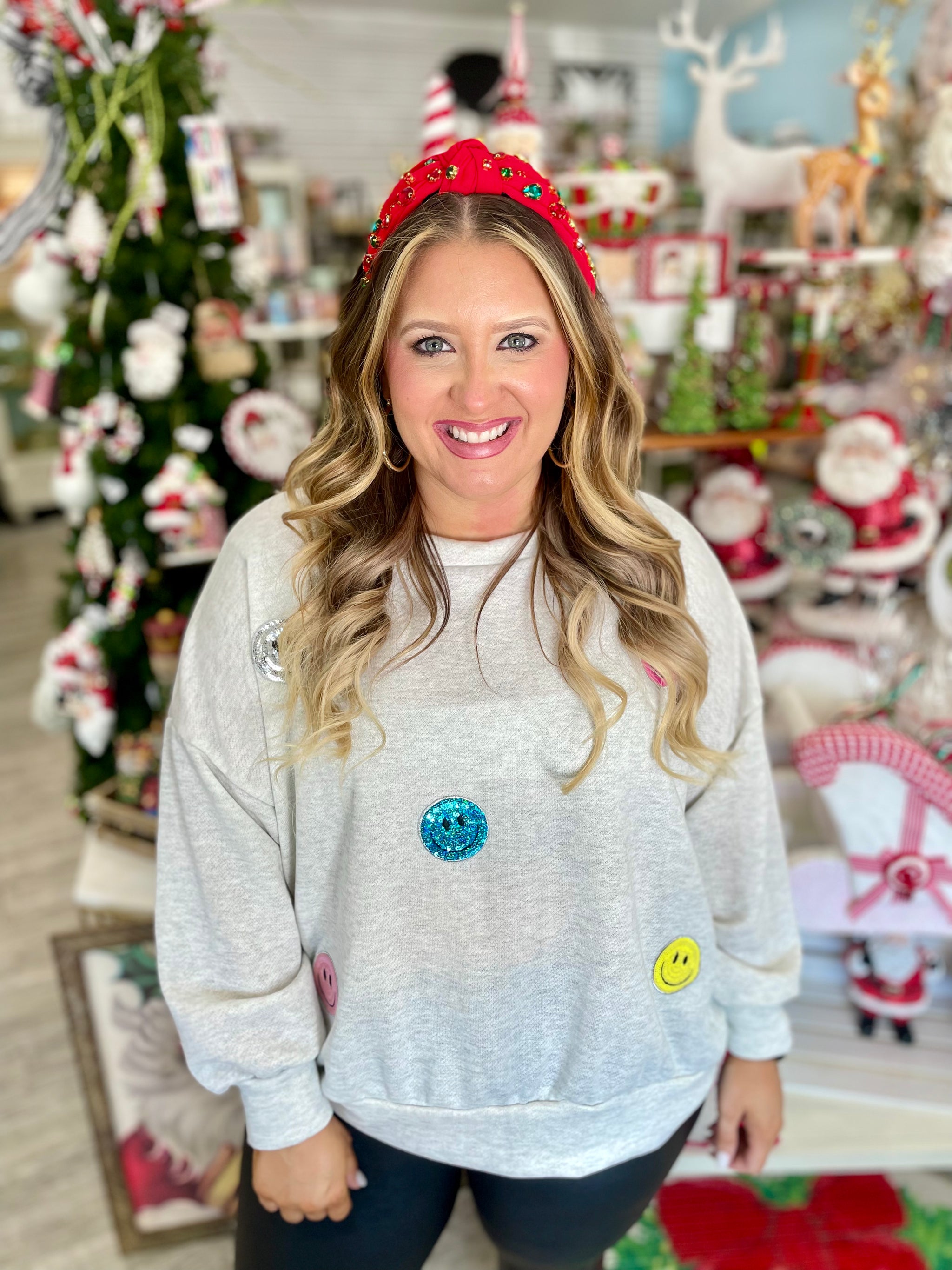 Sequin Smiley Face Sweatshirt