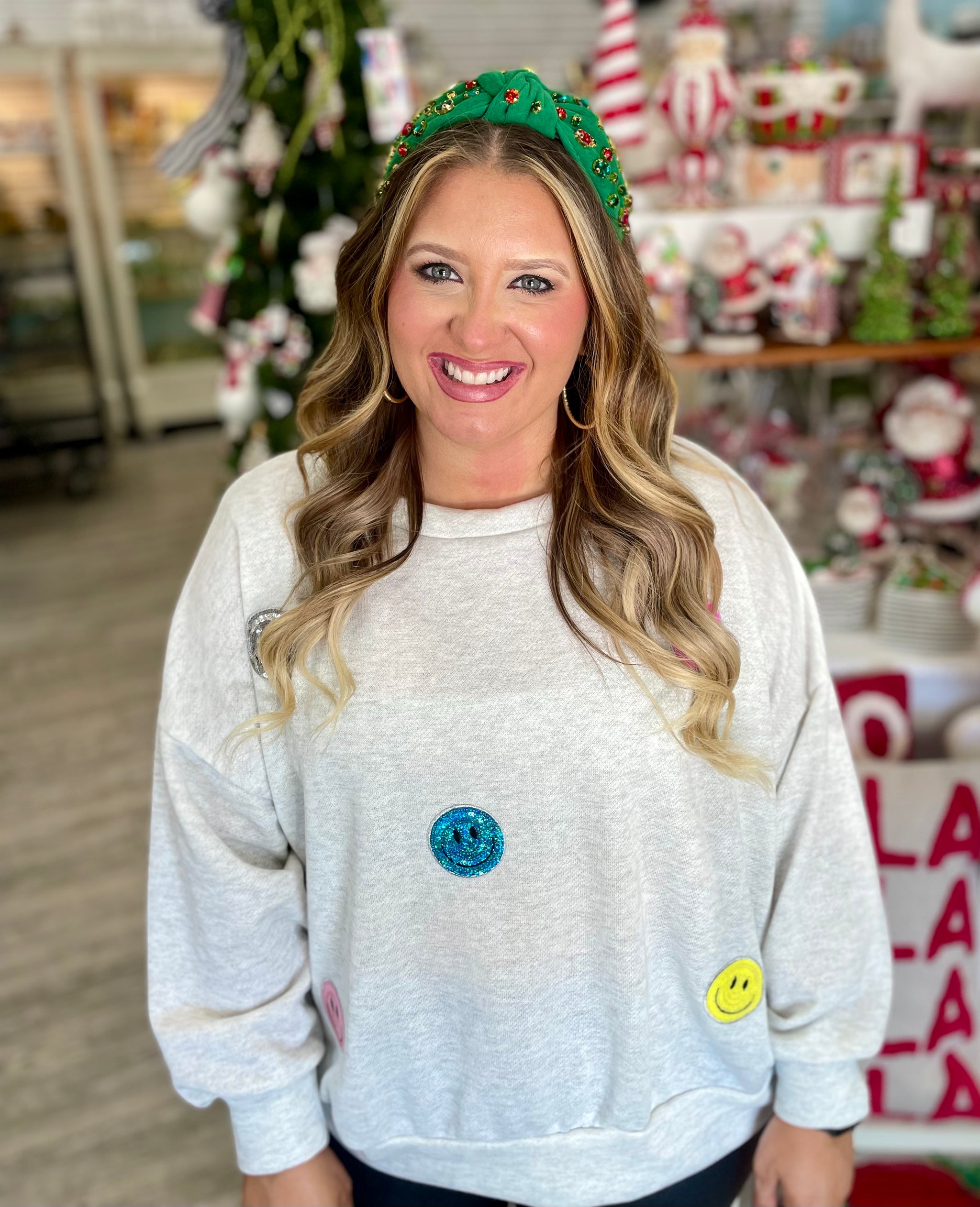 Sequin Smiley Face Sweatshirt