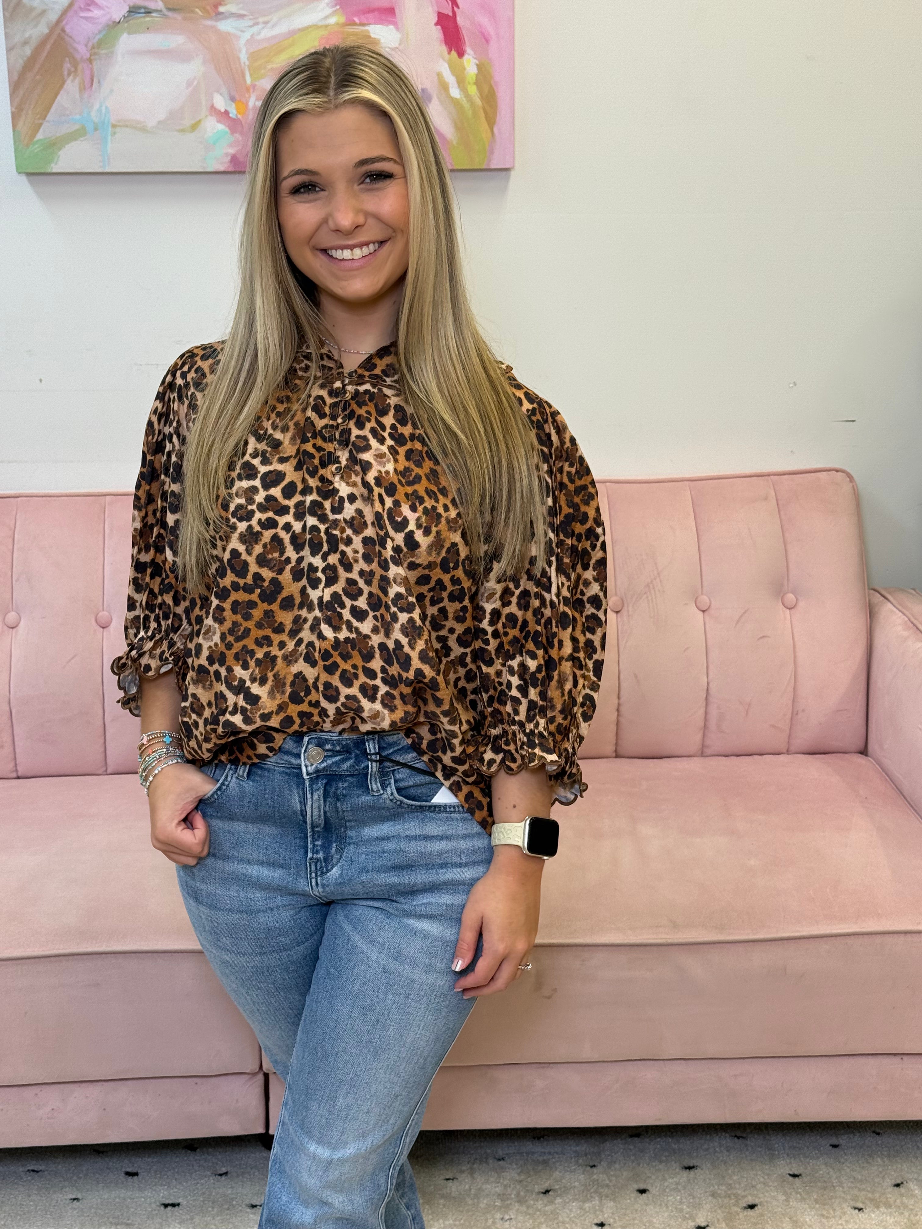Ruffled Leopard Top