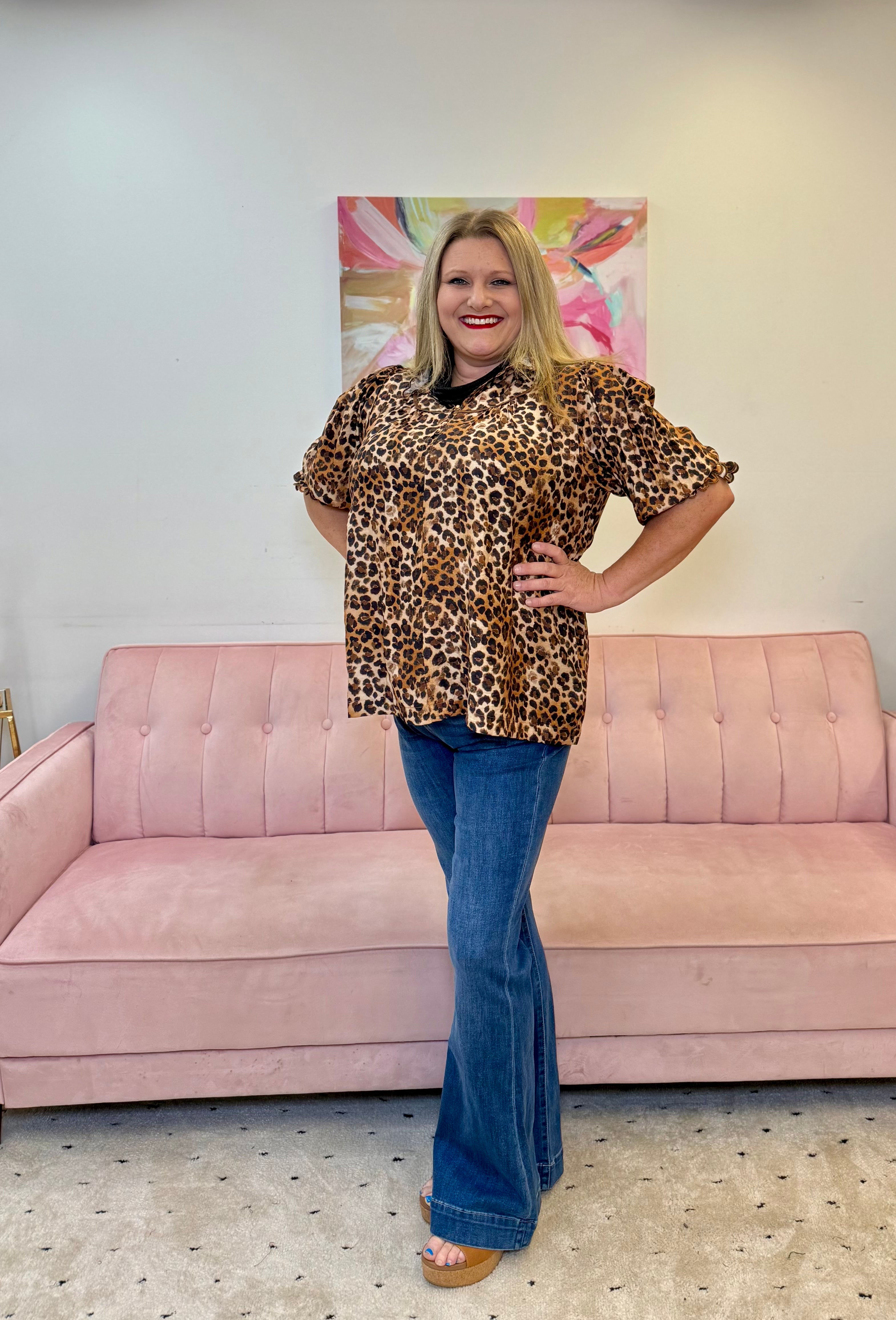 Ruffled Leopard Top