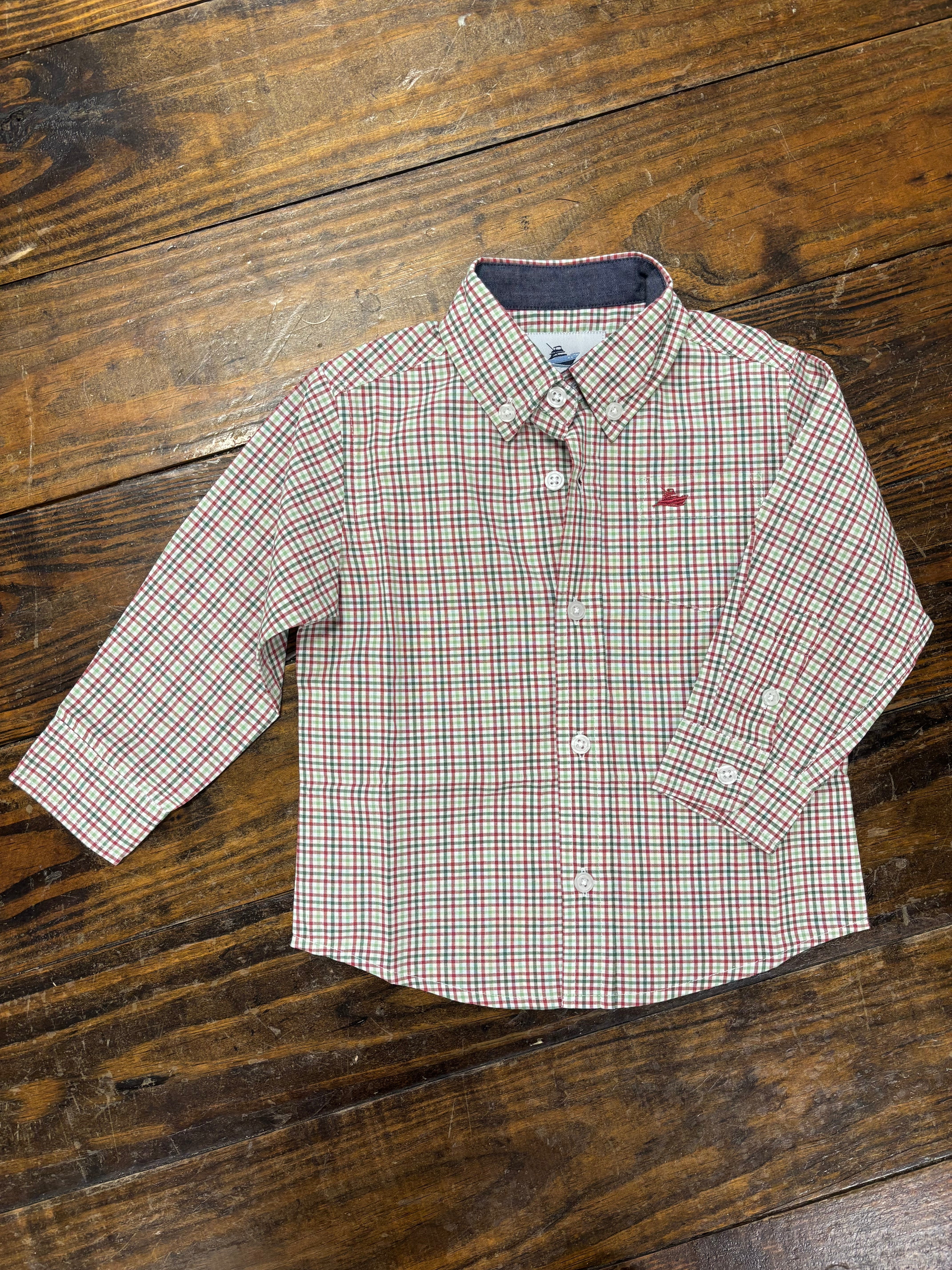 Boy's Green/Red Dress Shirt