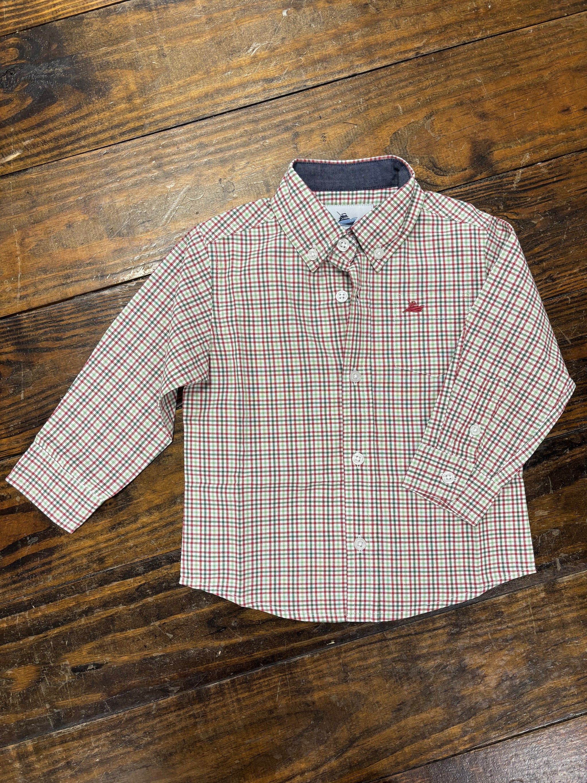 Boy's Green/Red Dress Shirt