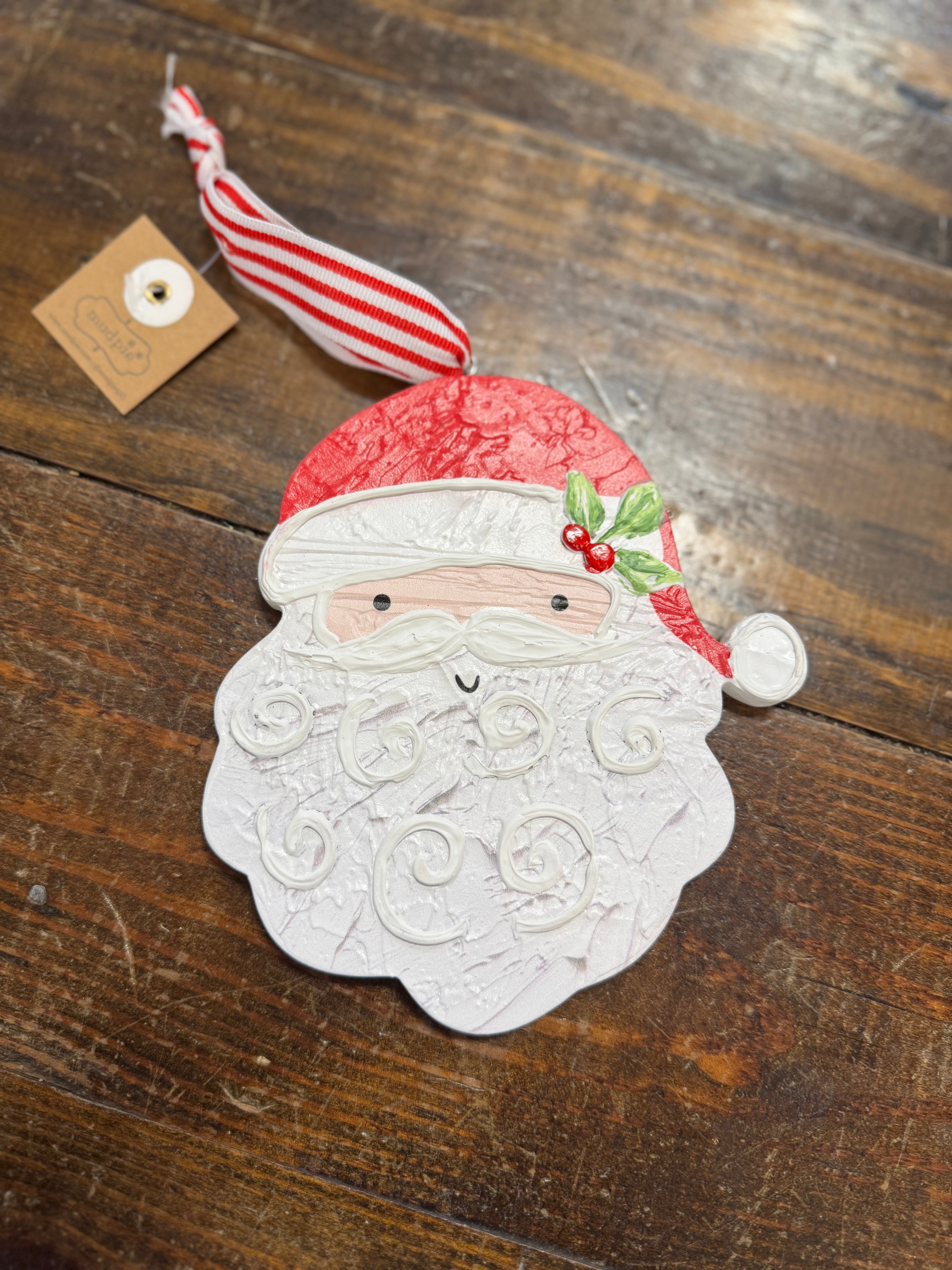 Santa Painted Wood Ornament