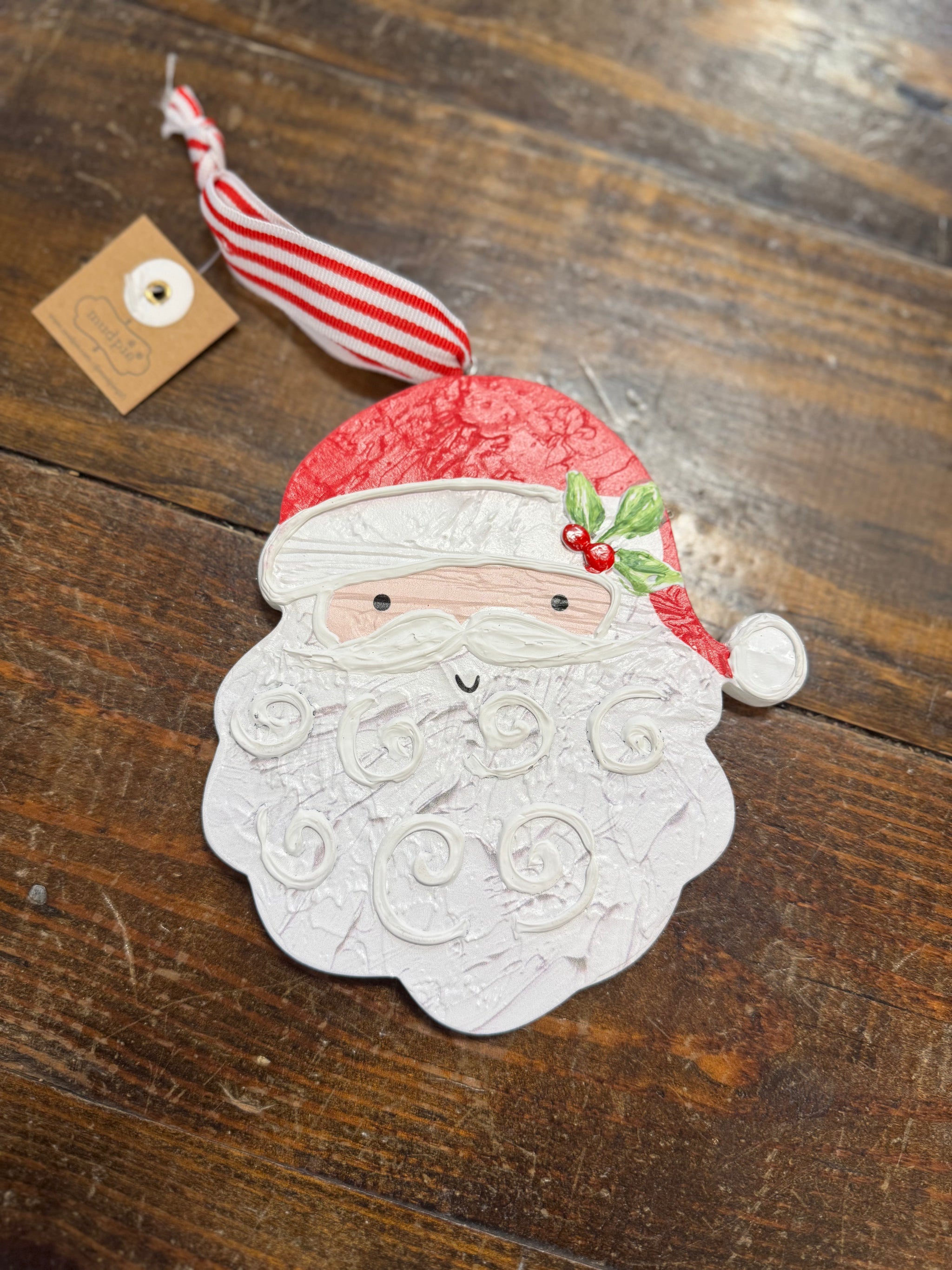 Santa Painted Wood Ornament