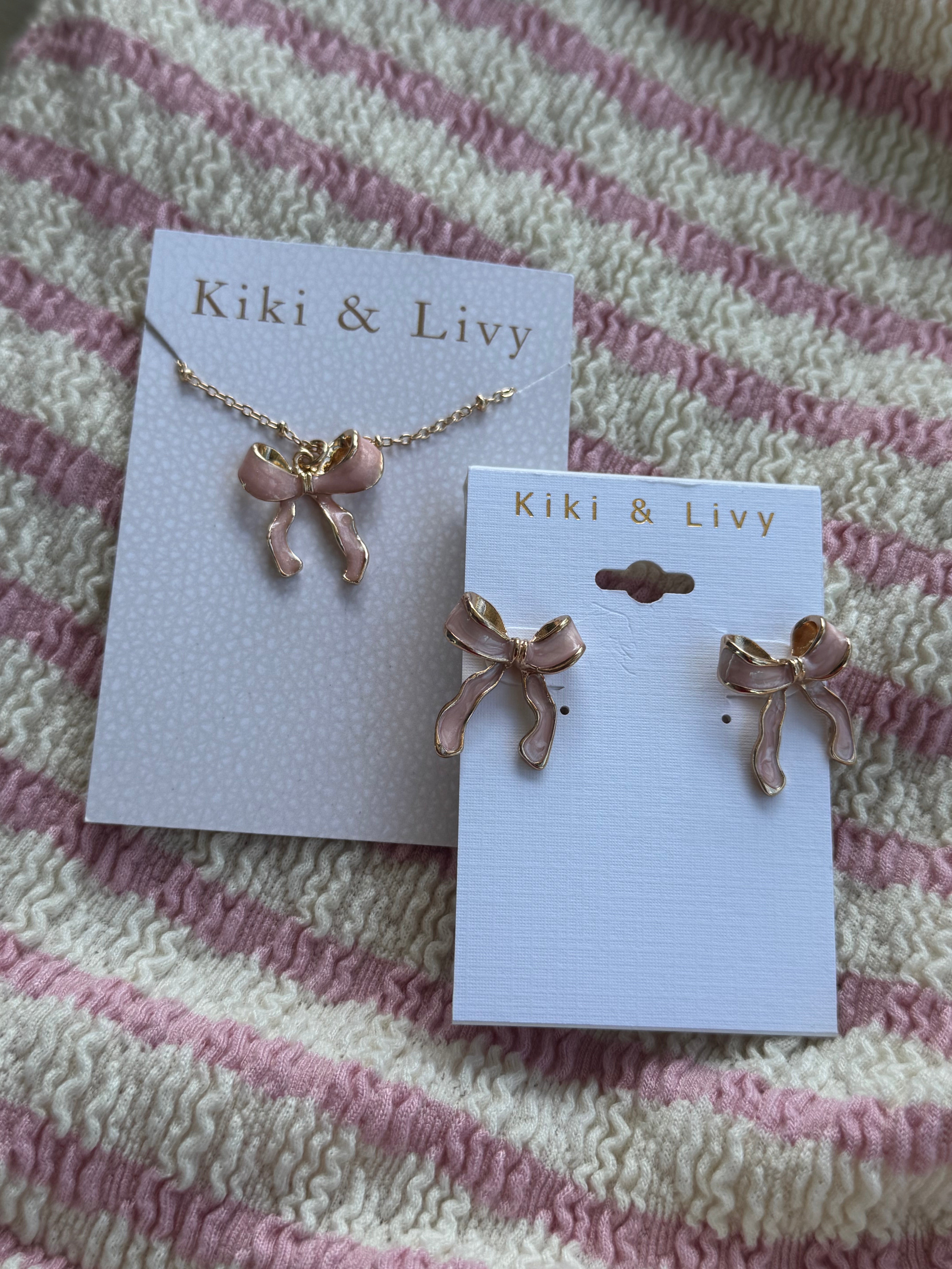 Pink Bow Stud Earrings