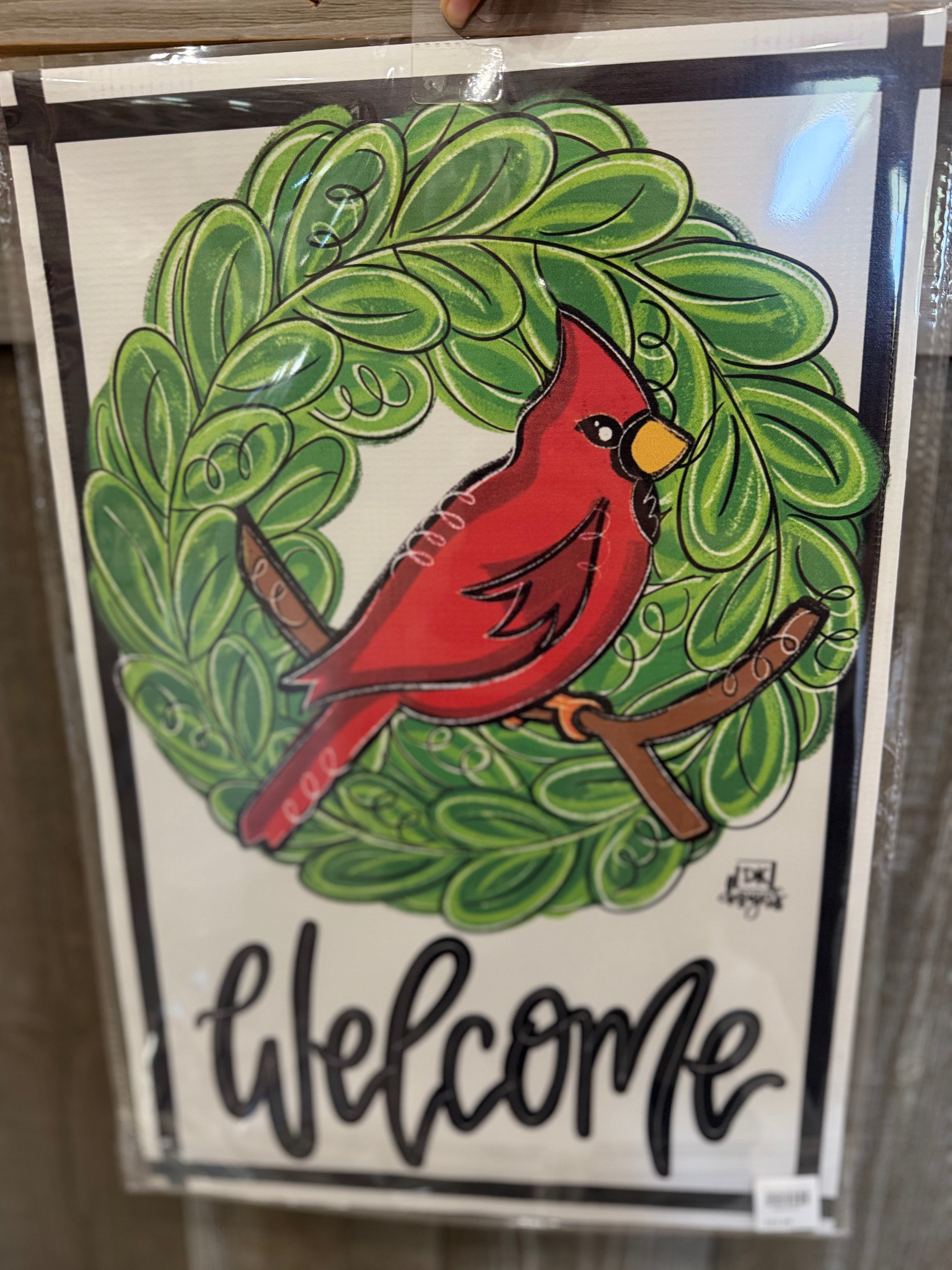 Cardinal Wreath Garden Flag