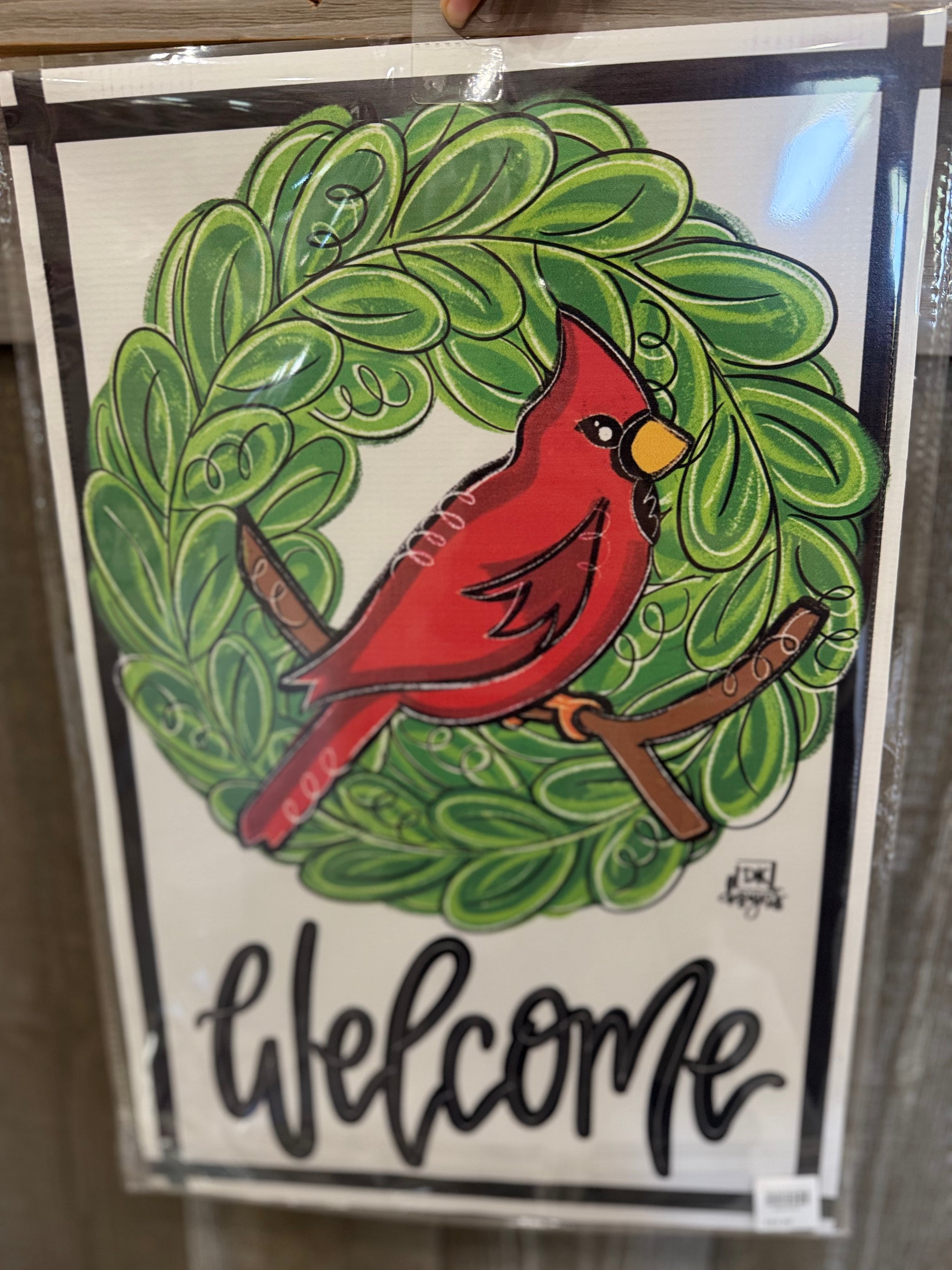 Cardinal Wreath Garden Flag