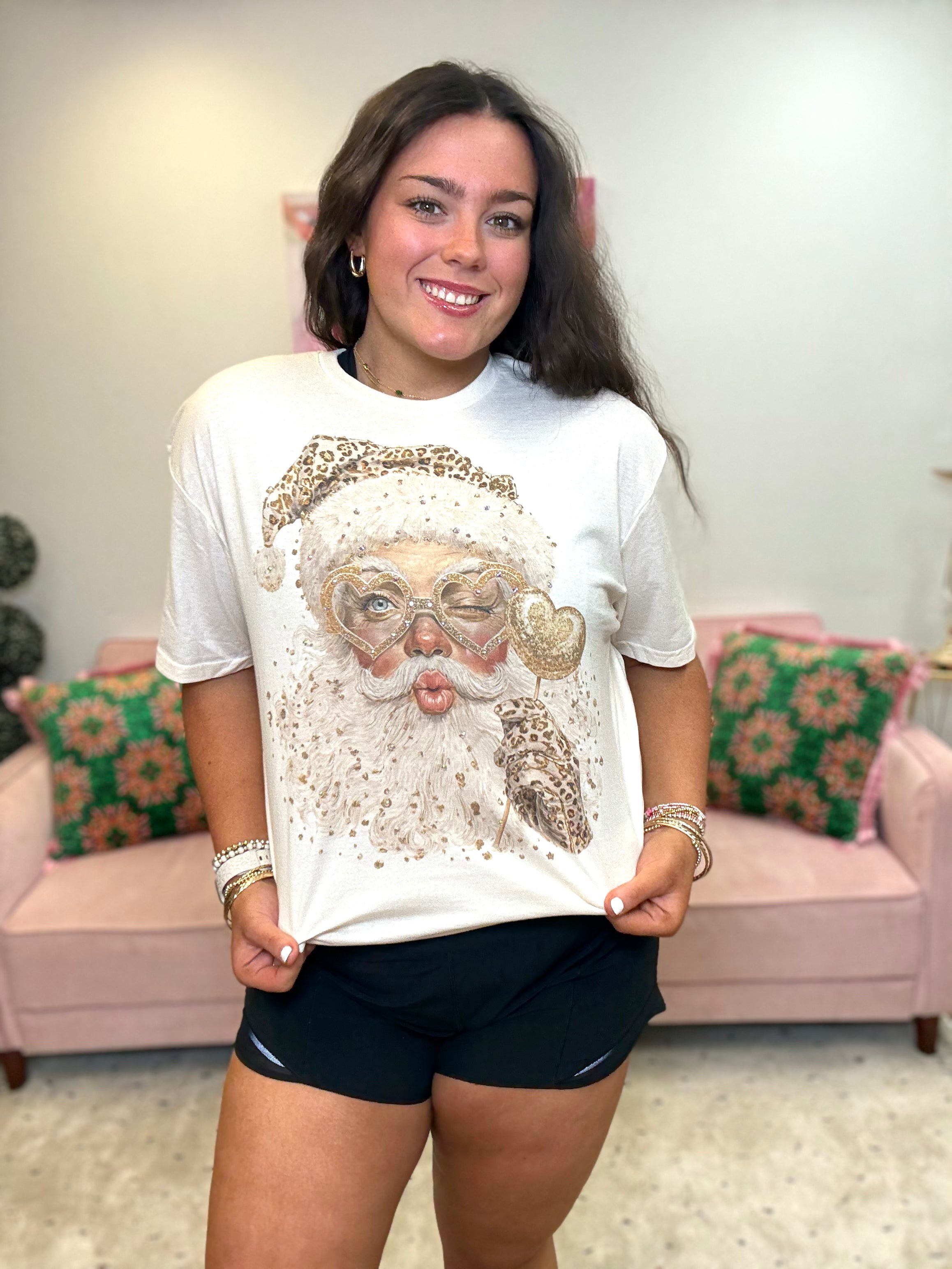 Santa Heart Glasses Tee