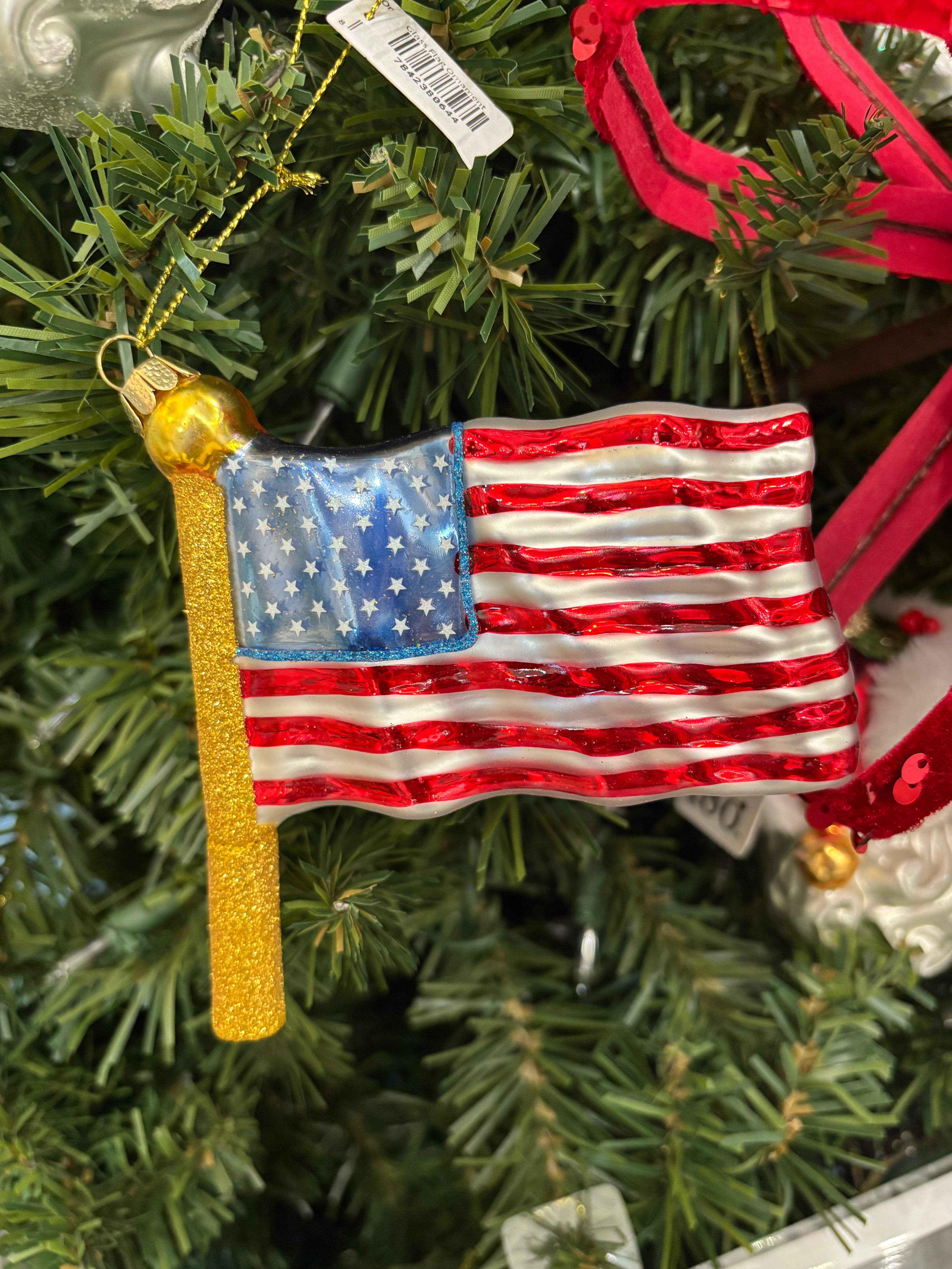 Glass Flag Ornament