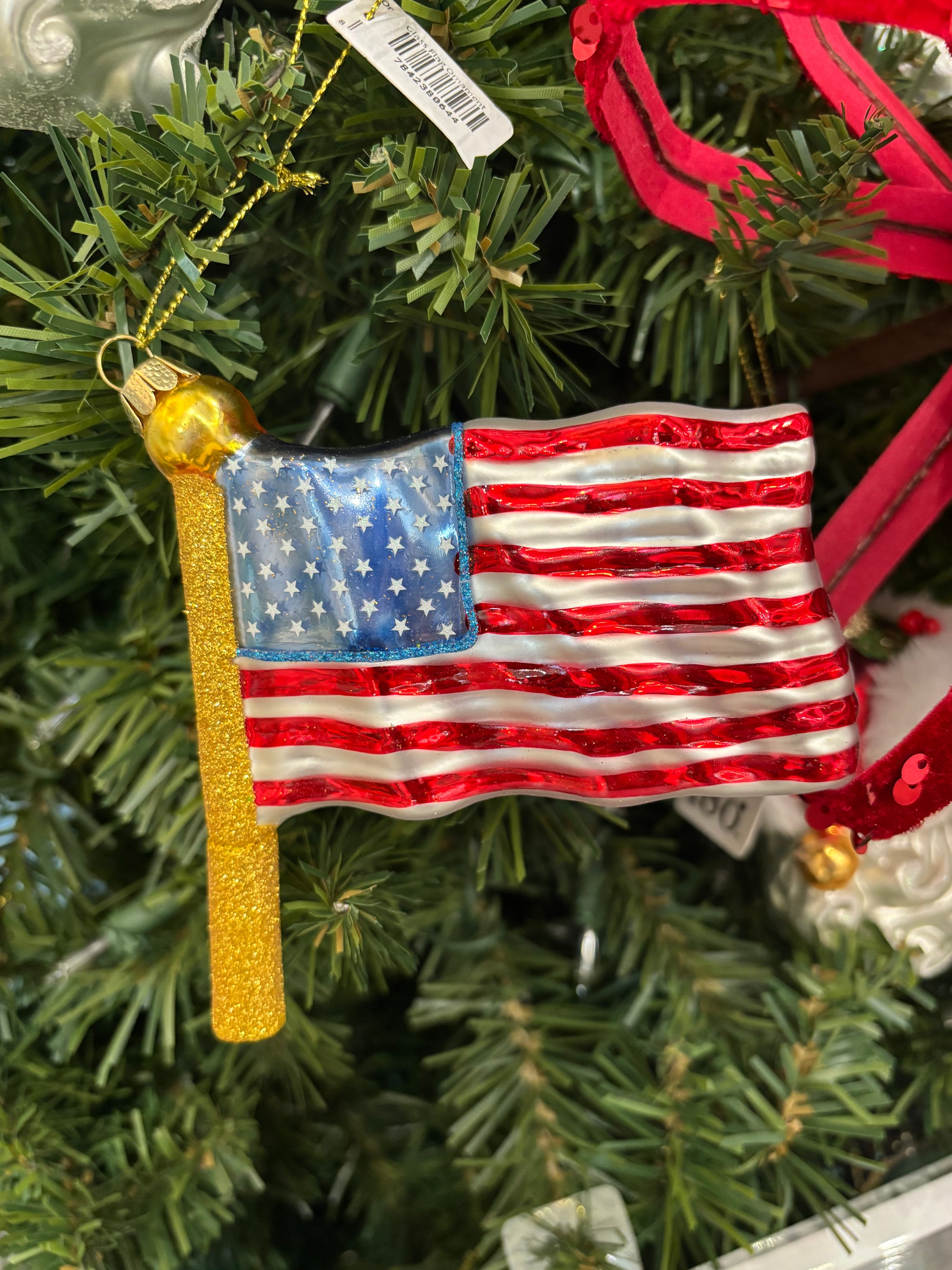 Glass Flag Ornament