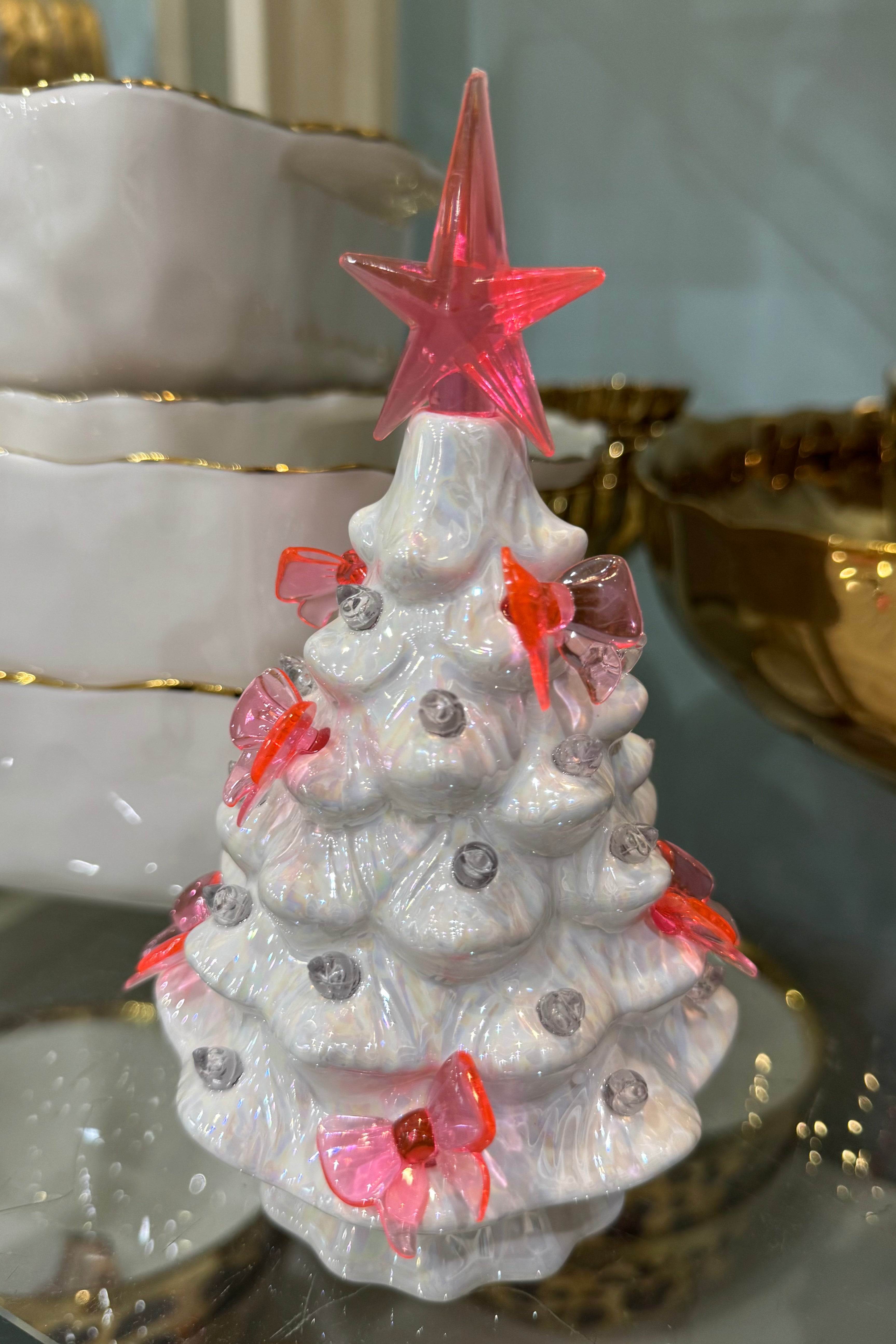 White & Pink Bows Tree