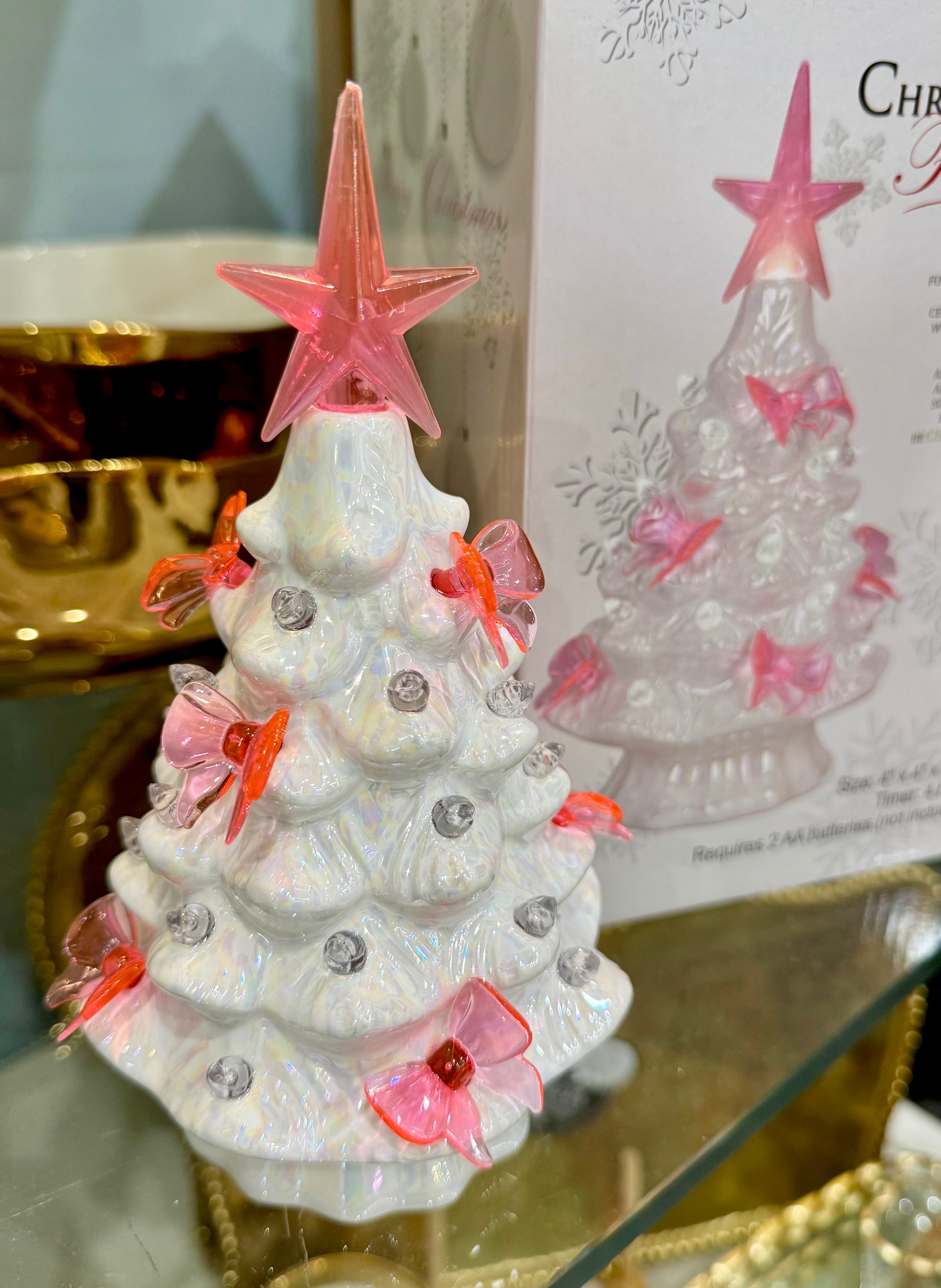 White & Pink Bows Tree