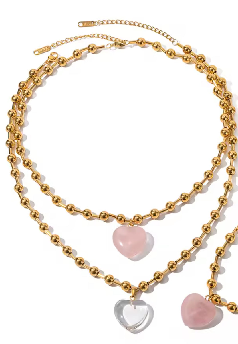 Chunky Bead Heart Necklace
