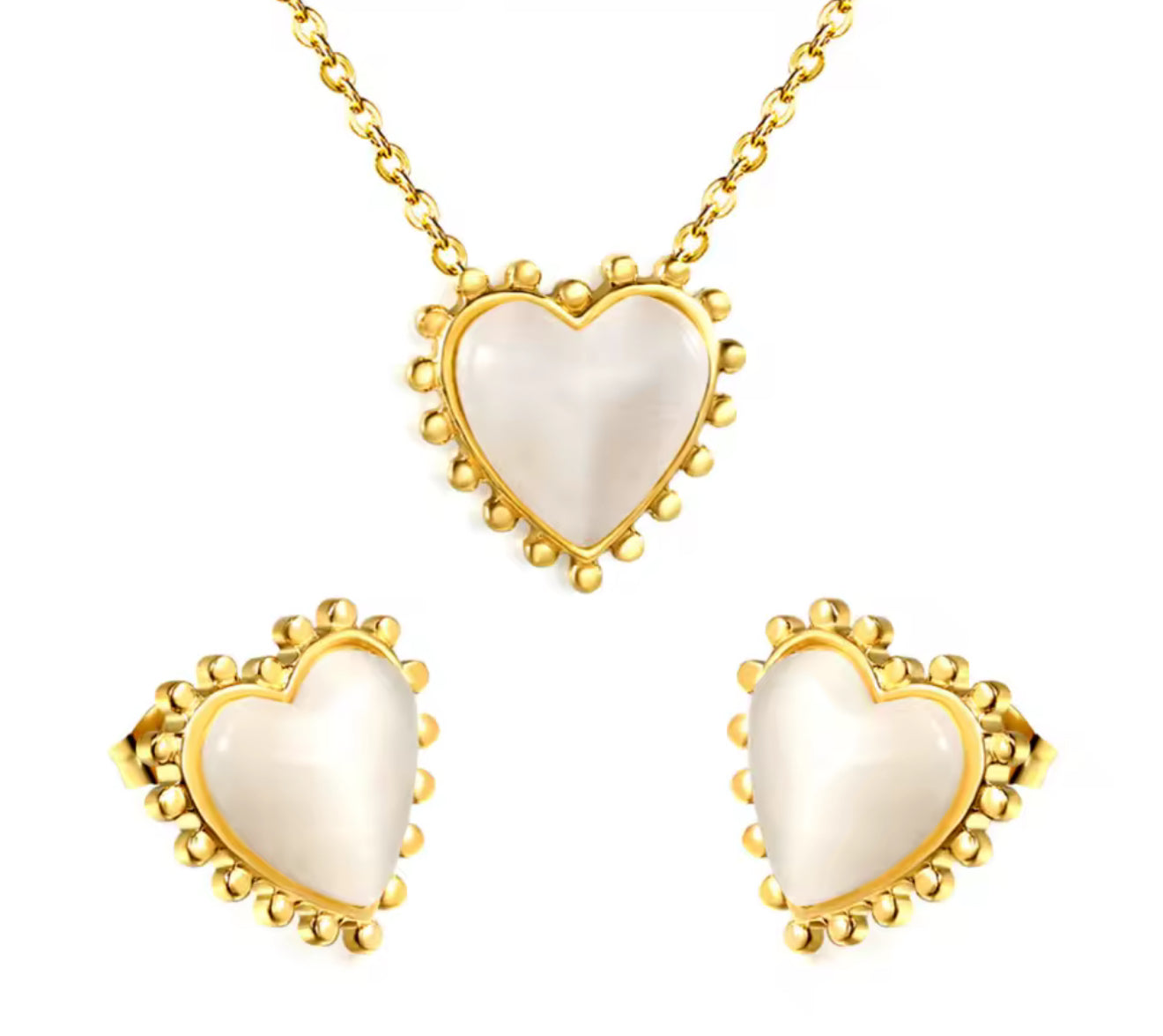 Heart Gold Bead Stud