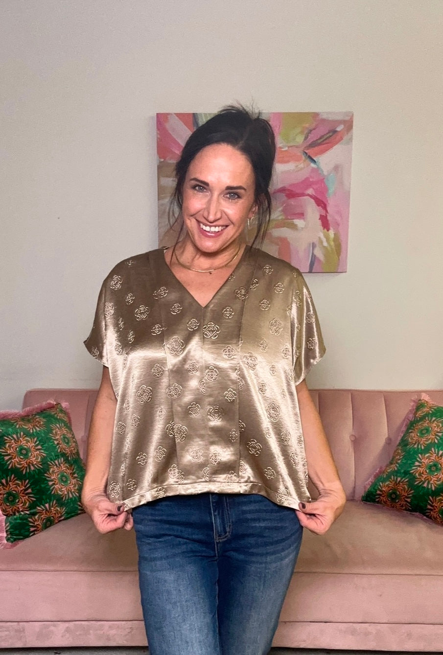 Metallic Rose Top Sew in Love