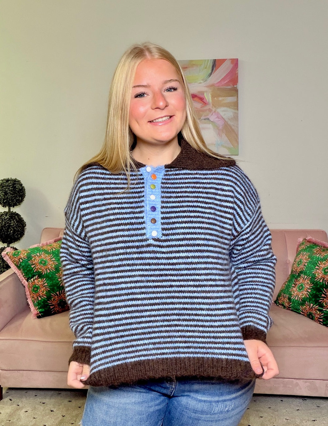 Fuzzy Button Sweater Sew in Love
