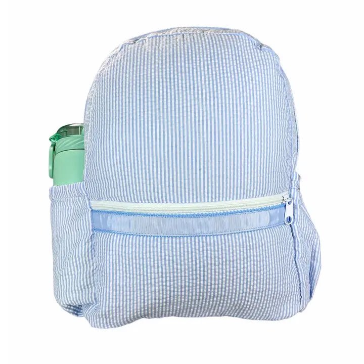 Baby Blue Seersucker Backpacks - Ballyhoo Boutique and Gift