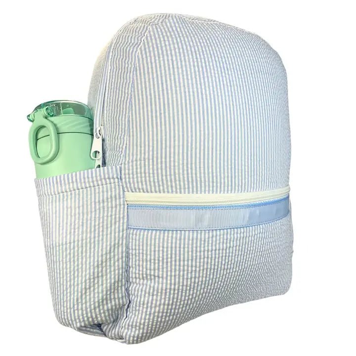 Baby Blue Seersucker Backpacks - Ballyhoo Boutique and Gift