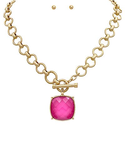 Big Stone Pendant Necklace - Ballyhoo Boutique and Gift