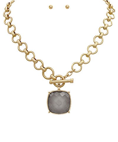 Big Stone Pendant Necklace - Ballyhoo Boutique and Gift