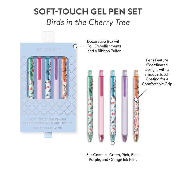 Birds in the Cherry Gel Pen Set - Ballyhoo Boutique and Gift