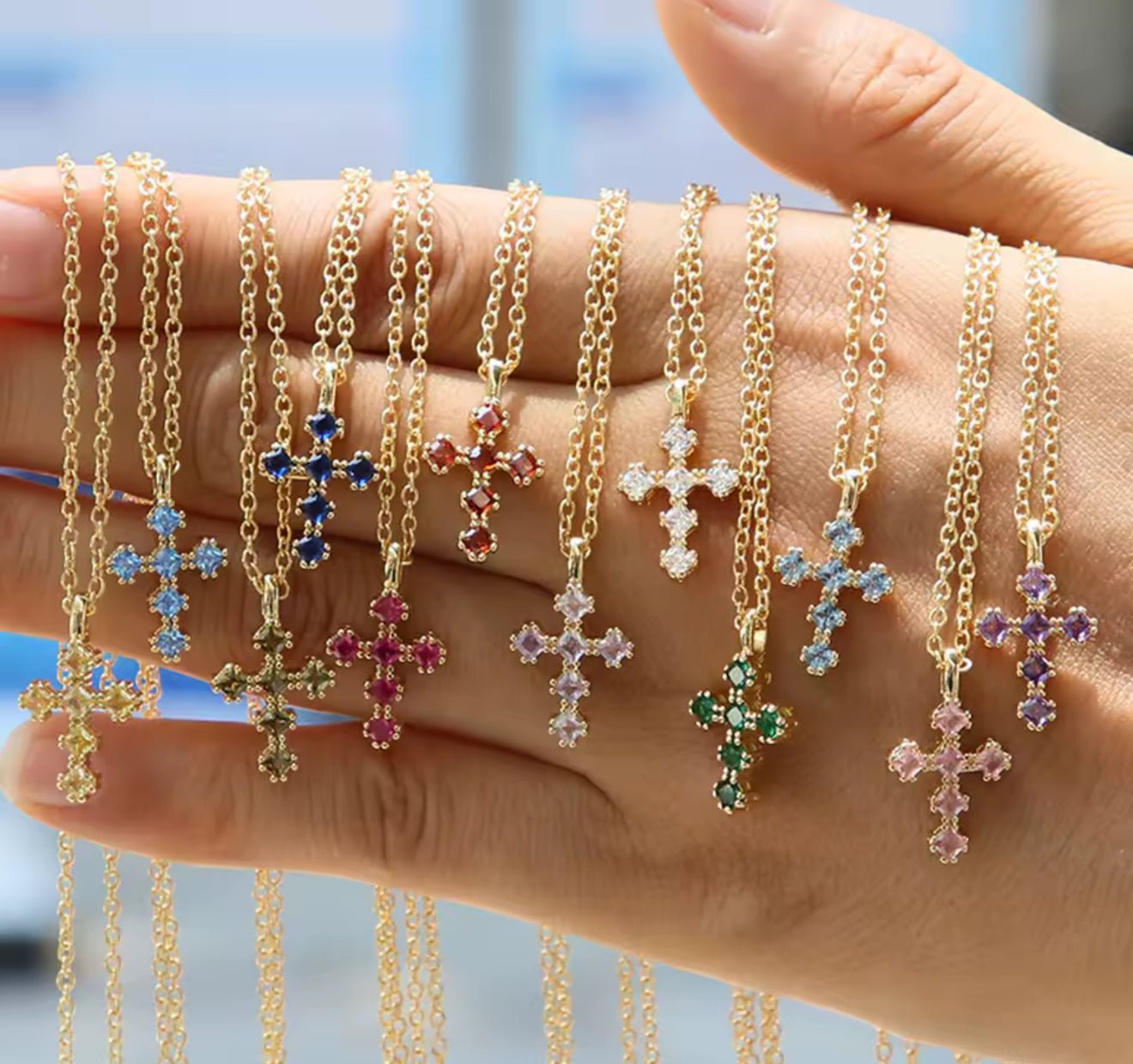 Birthstone Cross Necklace - Ballyhoo Boutique and Gift
