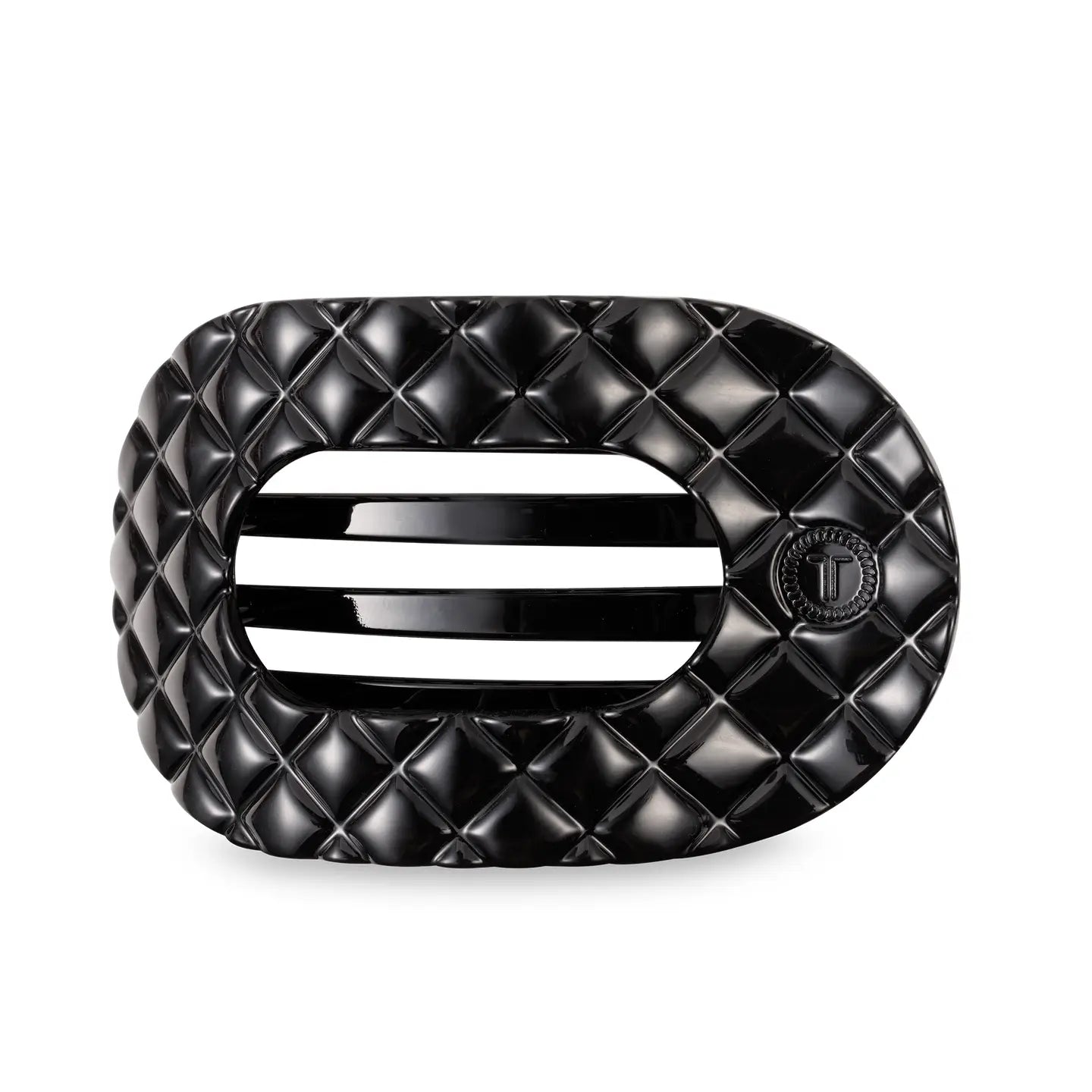 Black Quilted Large Flat Round Clip - Ballyhoo Boutique and Gift