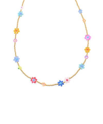 Blue Multi Flower Necklace - Ballyhoo Boutique and Gift