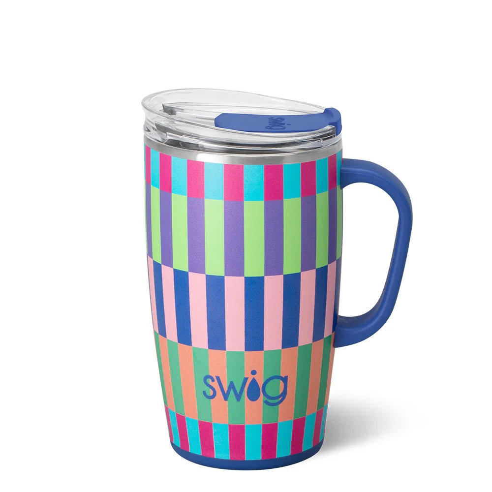 Brite Stripe Travel Mug 18oz. - Ballyhoo Boutique and Gift