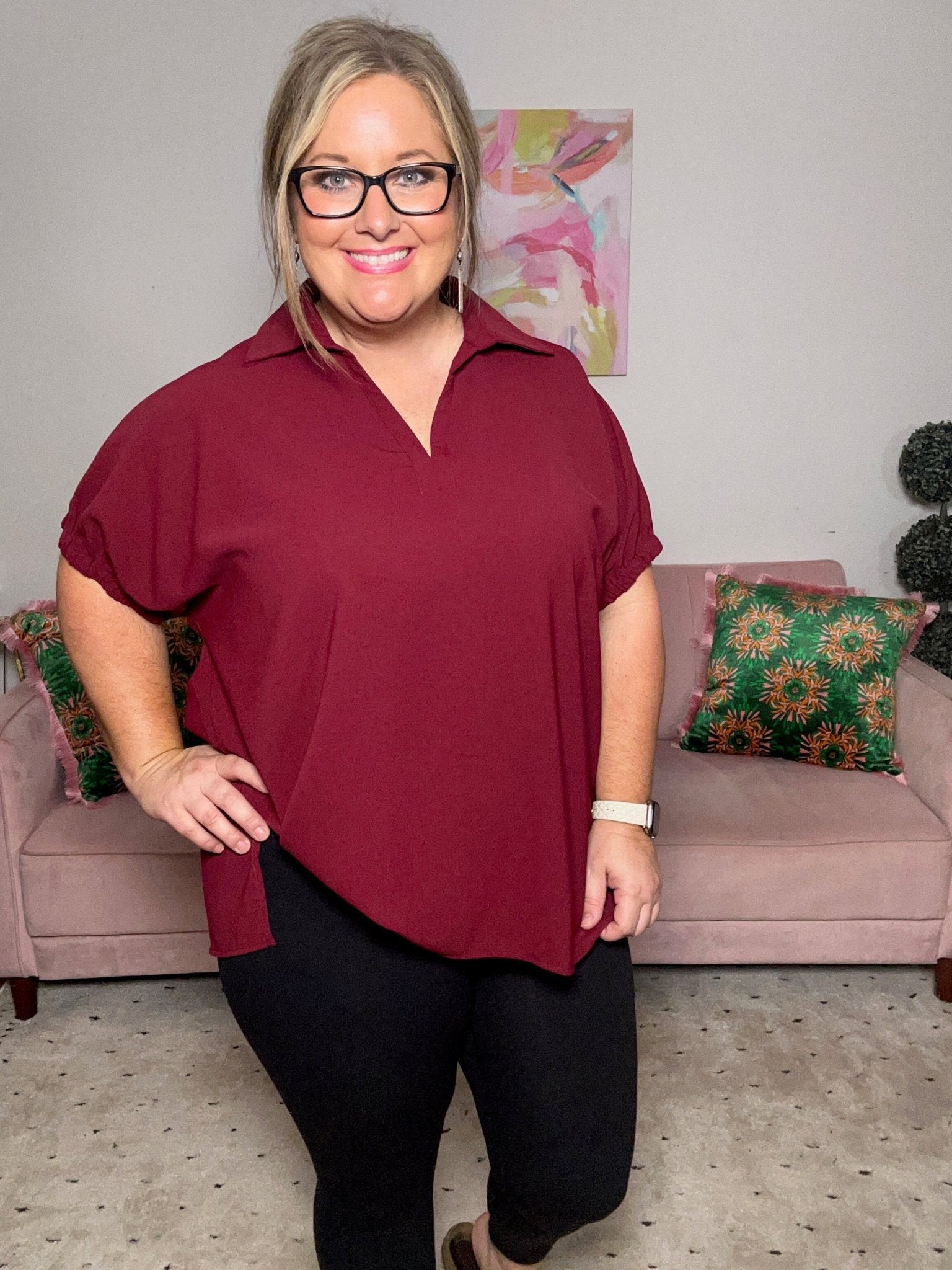 Burgundy Bliss Top - Ballyhoo Boutique and Gift
