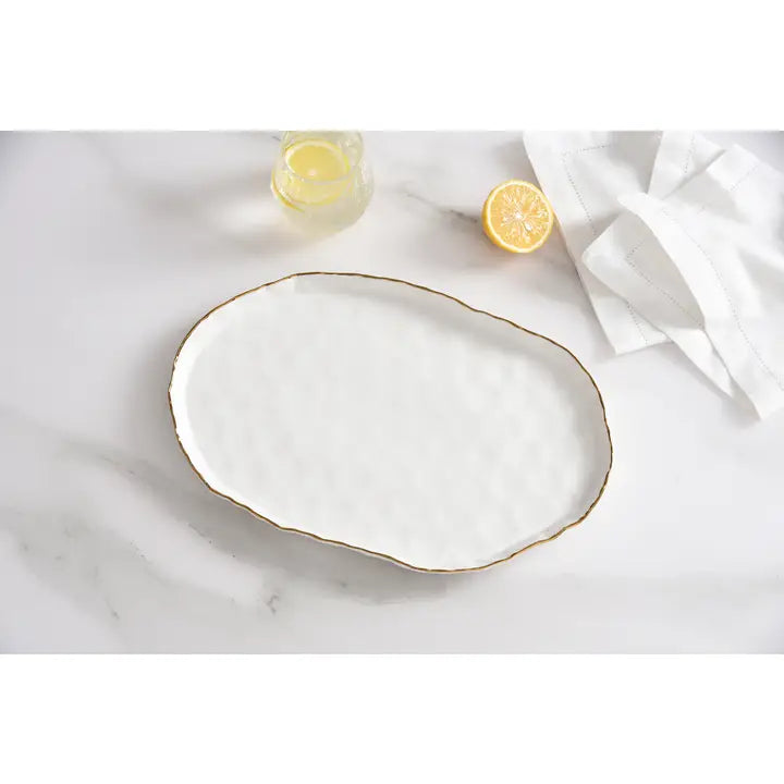 Medium Oval Platter w/ Gold Rim