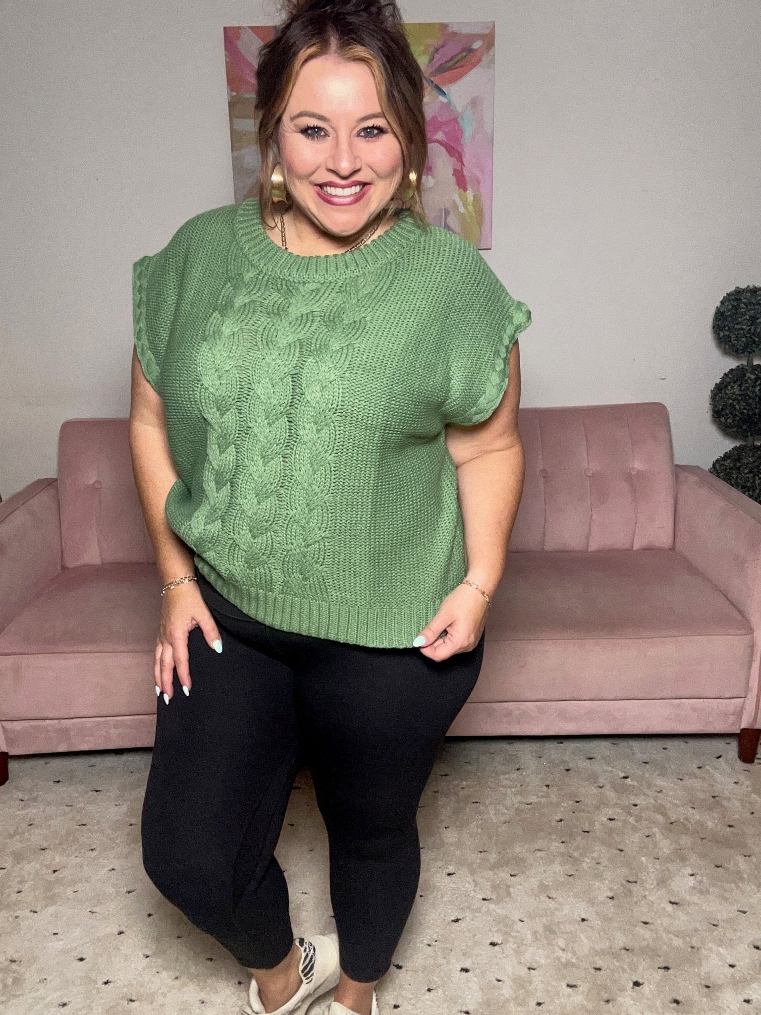 Cable Knit Sweater Vest - Ballyhoo Boutique and Gift