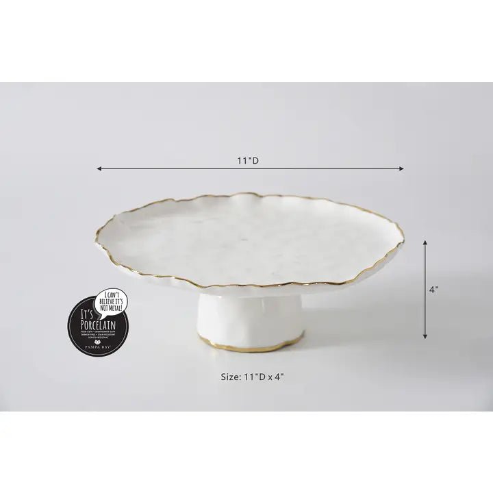 Cake Stand w/ Gold Trim - Ballyhoo Boutique and Gift