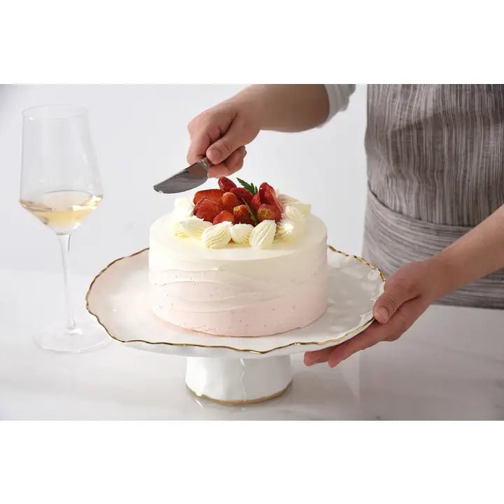 Cake Stand w/ Gold Trim - Ballyhoo Boutique and Gift