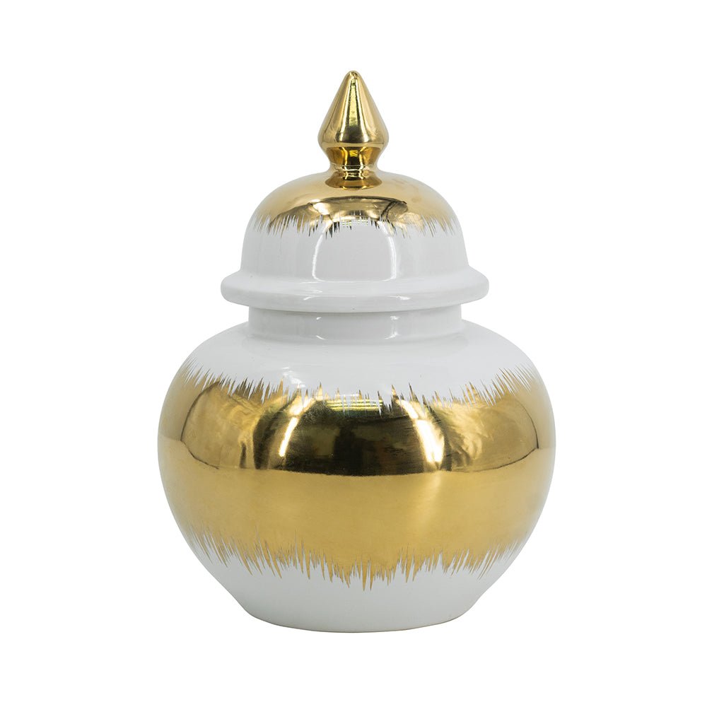 Ceramic Jar w/ Golden Band - Ballyhoo Boutique and Gift