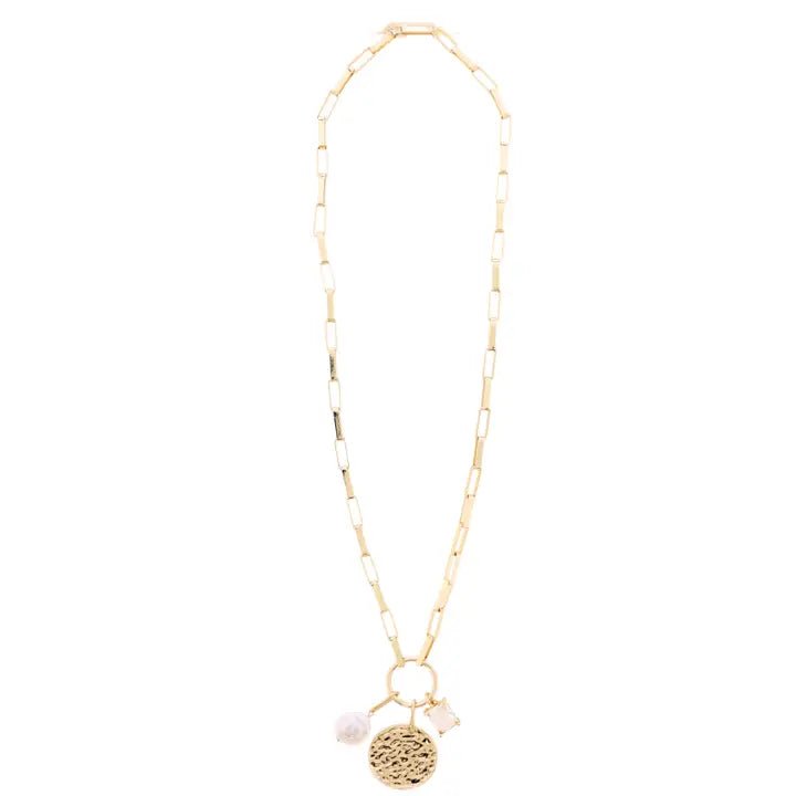 Chain Necklace w/Hammered Disc - Ballyhoo Boutique and Gift
