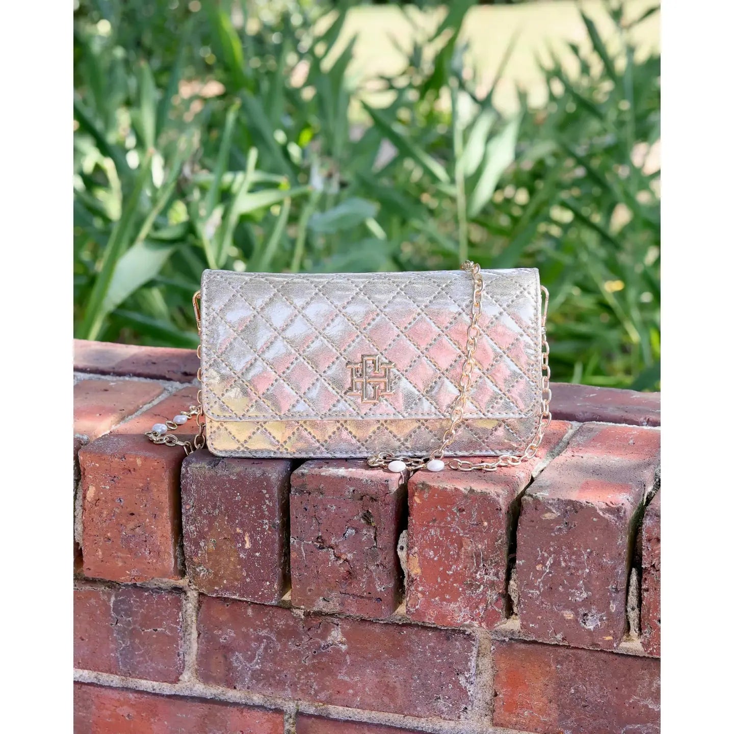 Champagne Brynleigh Clutch Crossbody - Ballyhoo Boutique and Gift