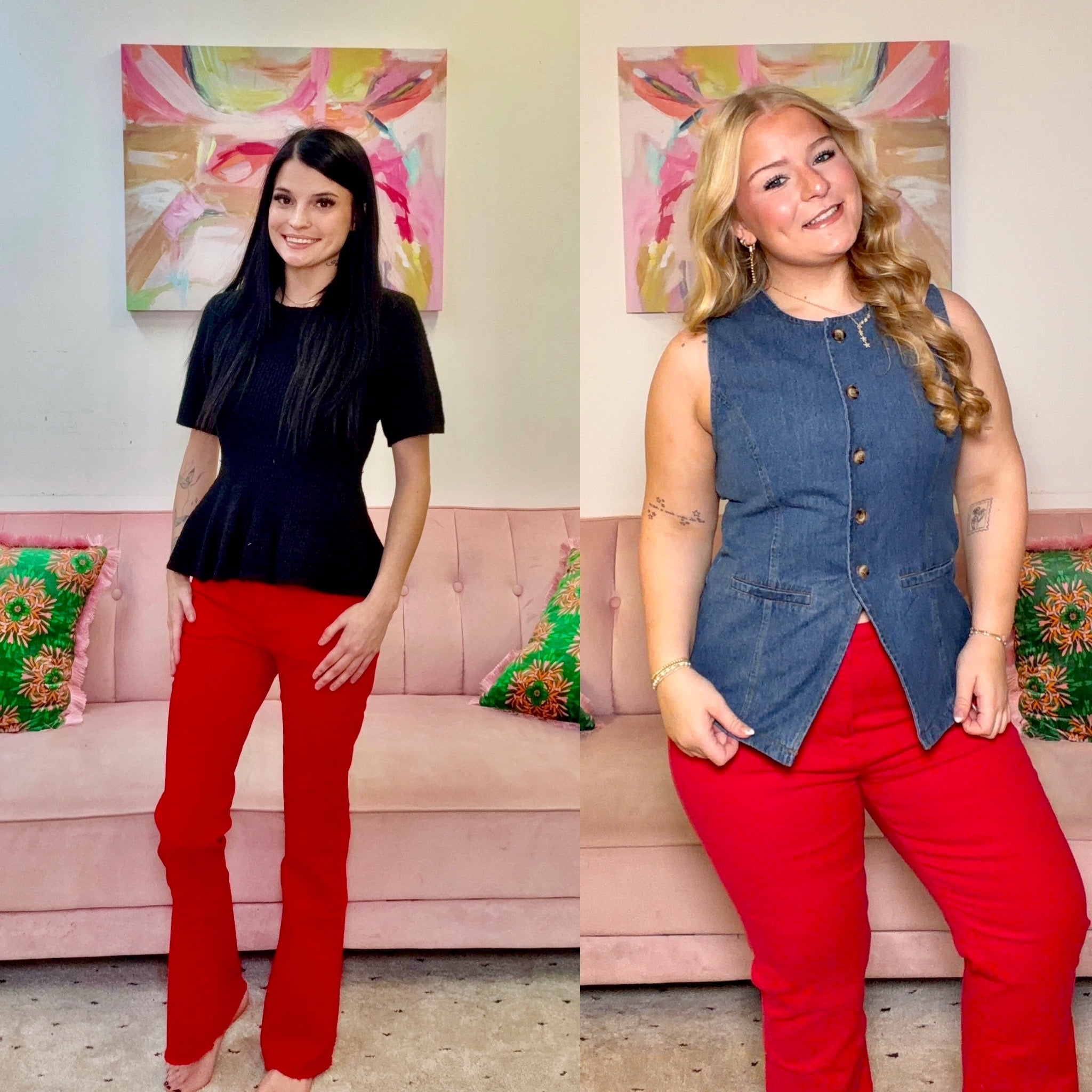 Christmas Red Ankle Flares - Ballyhoo Boutique and Gift