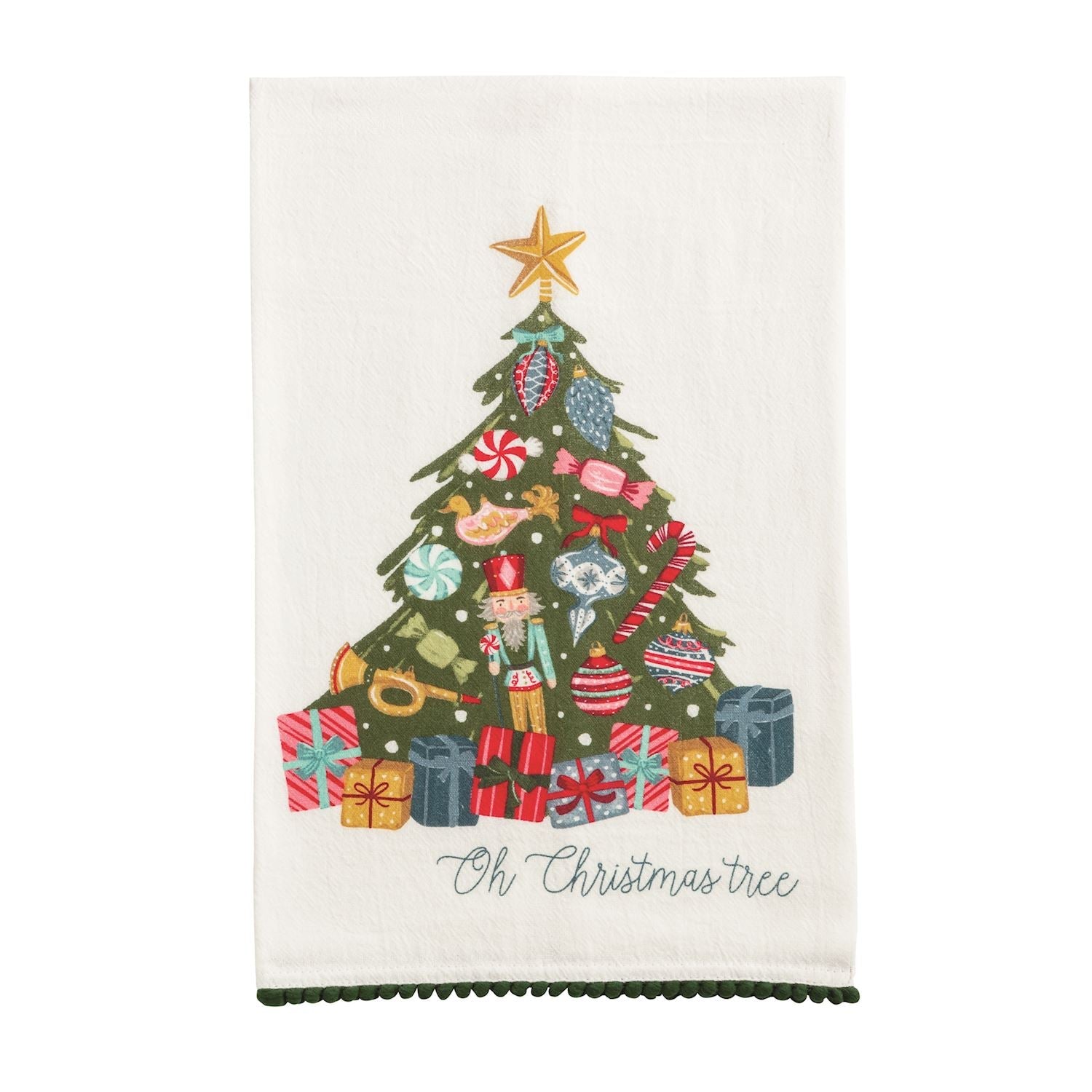 Christmas Tree Pom Trim Towel - Ballyhoo Boutique and Gift