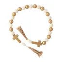 Cross Gold and Wood Beads - Ballyhoo Boutique and Gift