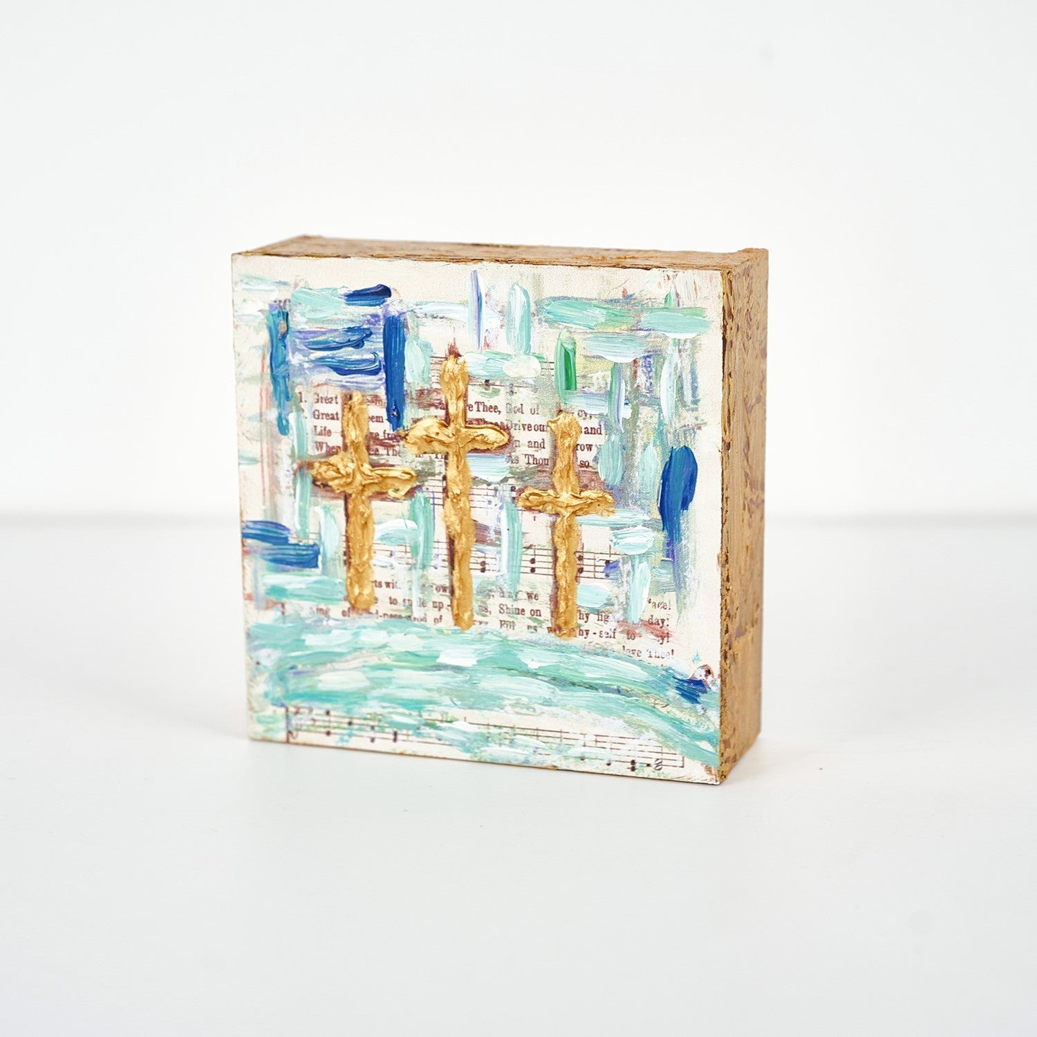 Cross trio Wood Block - Ballyhoo Boutique and Gift