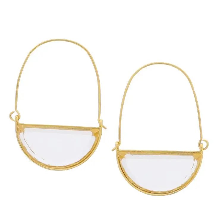 Crystal Half Circle Earrings - Ballyhoo Boutique and Gift
