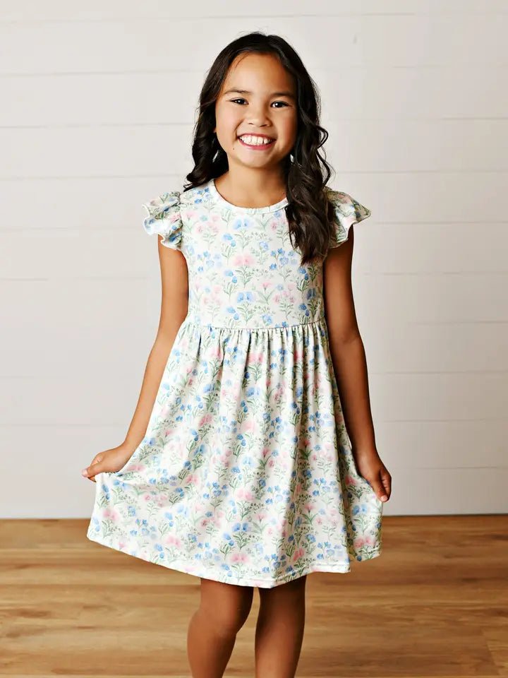 Dainty Floral Flutter Dress - Ballyhoo Boutique and Gift