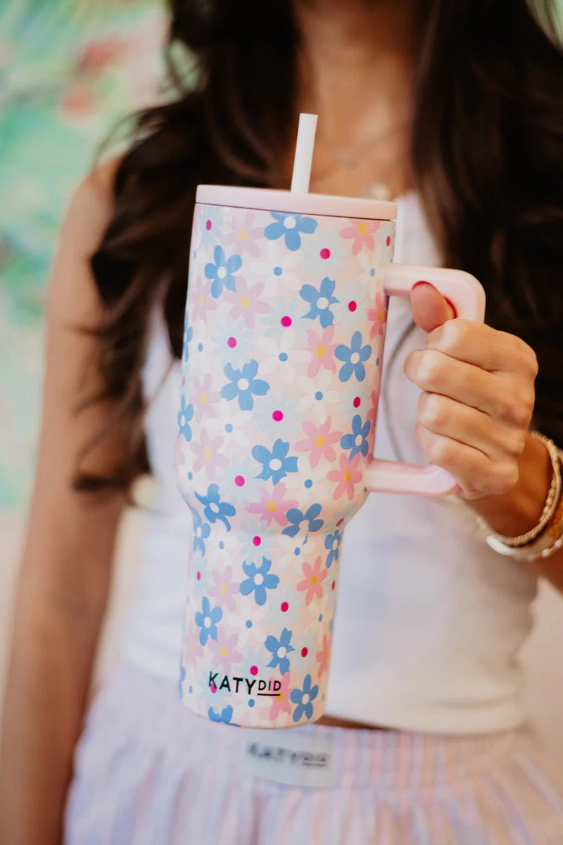 Dainty Florals Pink 38oz Tumbler - Ballyhoo Boutique and Gift