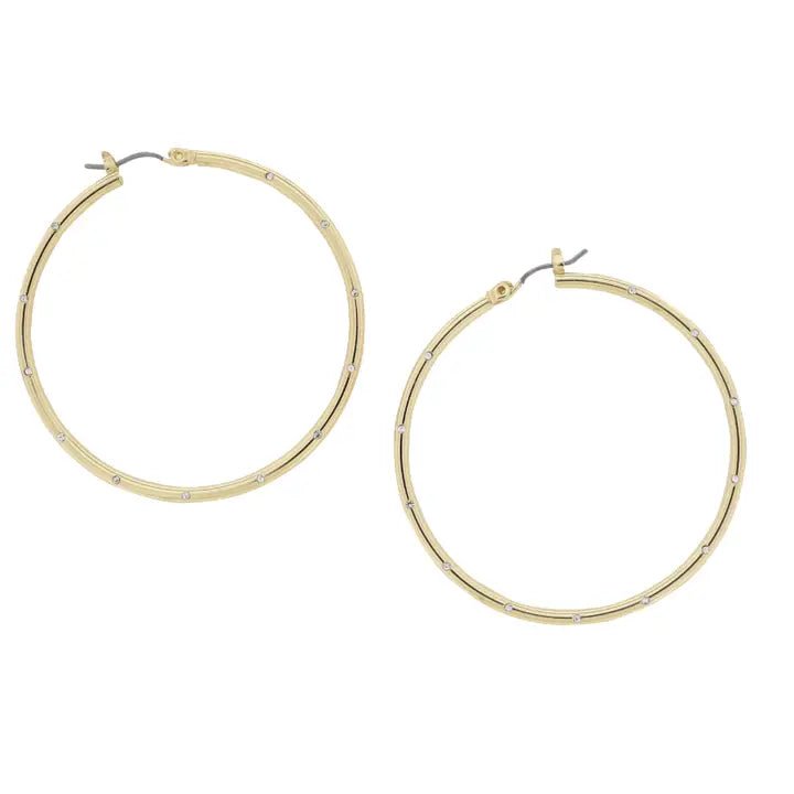 Delicate Hoop Earring w/Crystals - Ballyhoo Boutique and Gift