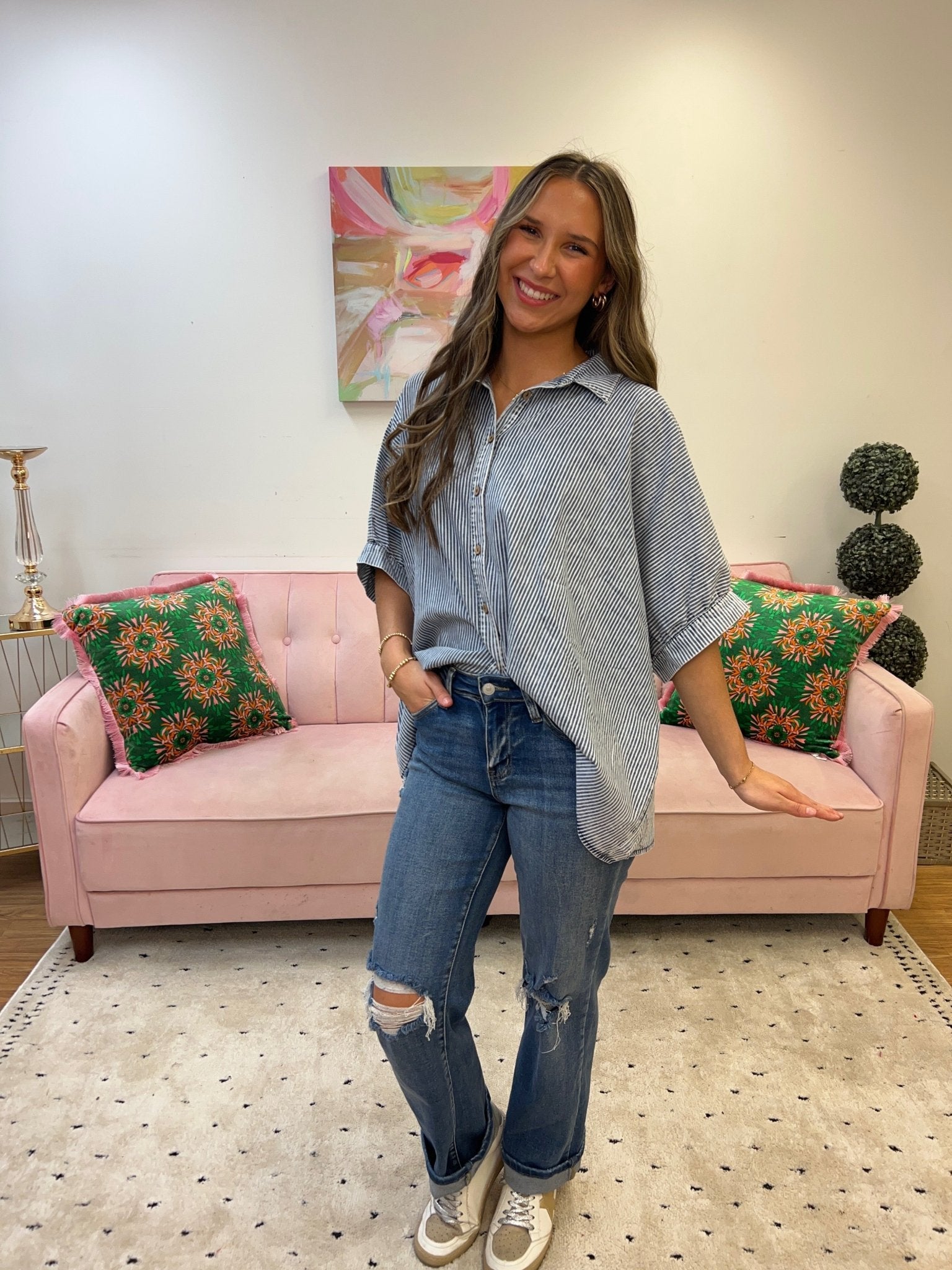 Denim Days Top - Ballyhoo Boutique and Gift